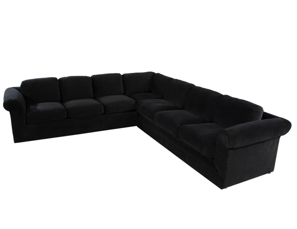 Thayer Coggin Directional Schwarzes Samt-Sofa (Moderne der Mitte des Jahrhunderts) im Angebot