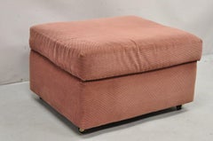 Vintage Thayer Coggin Modern Upholstered Mauve Color Ottoman on Wheels