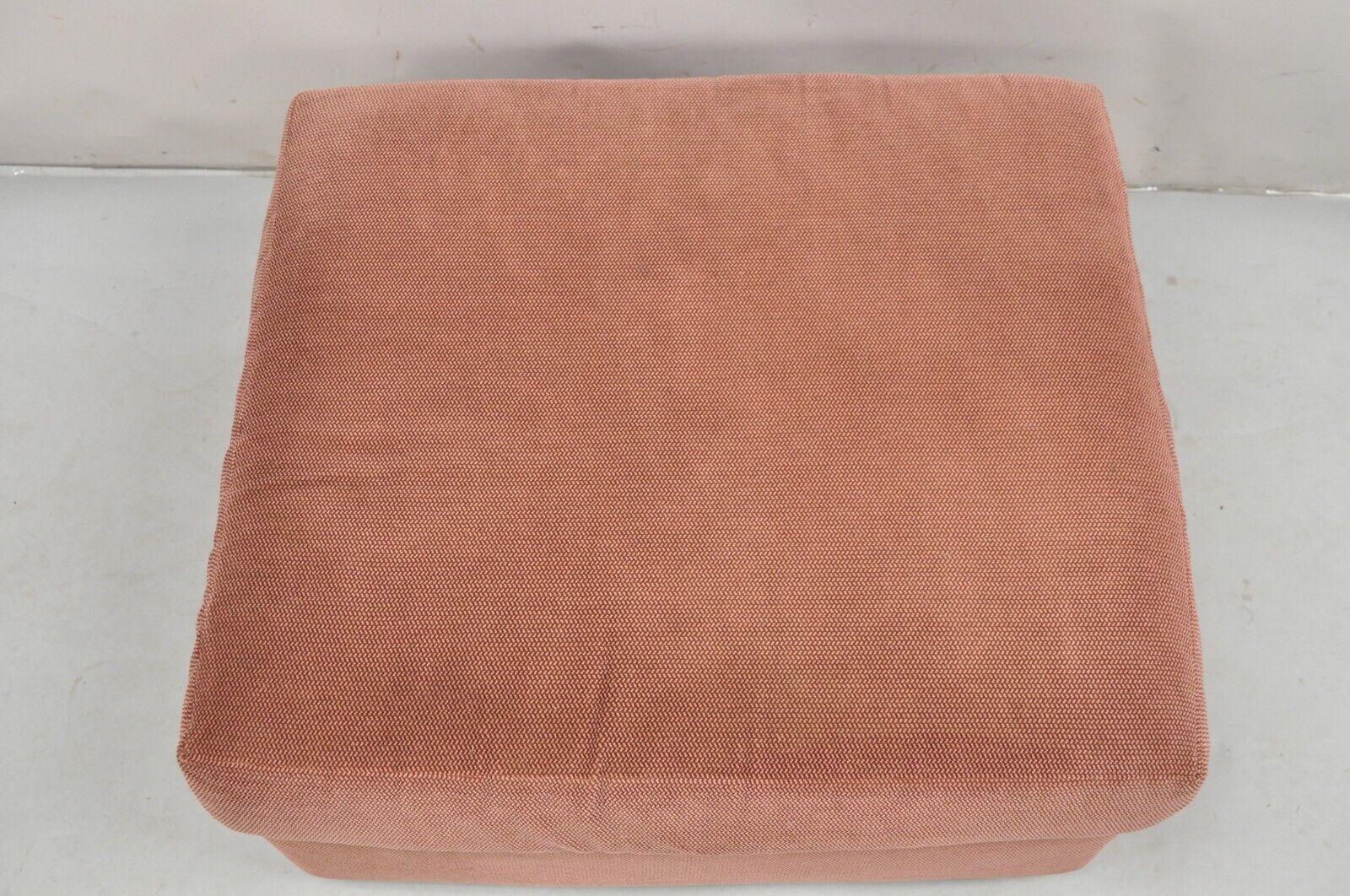 Fabric Vintage Thayer Coggin Modern Upholstered Mauve Color Ottoman on Wheels For Sale