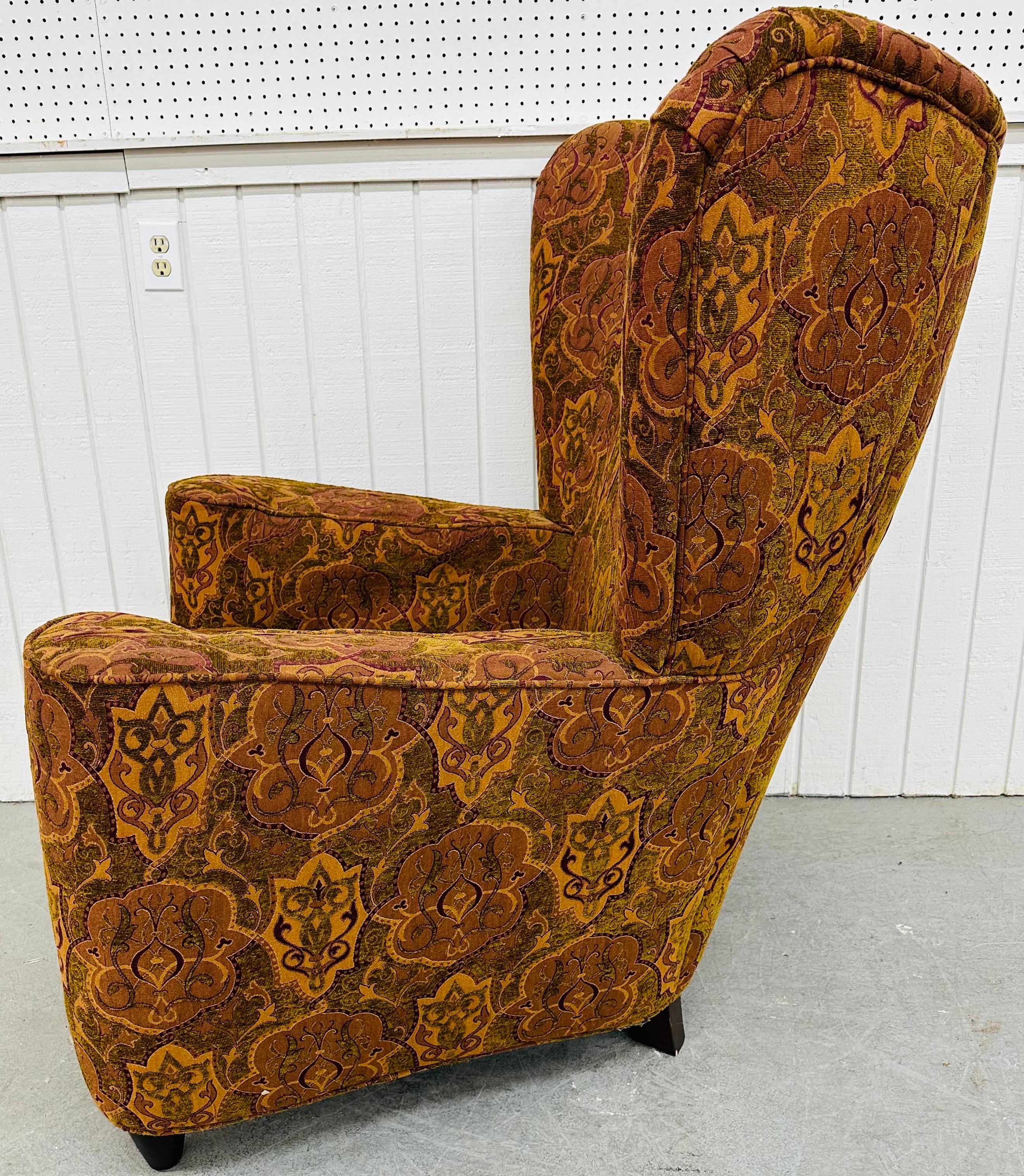Vintage Thayer Coggin Oversized Upholstered Wing Chair In Good Condition For Sale In Clarksboro, NJ