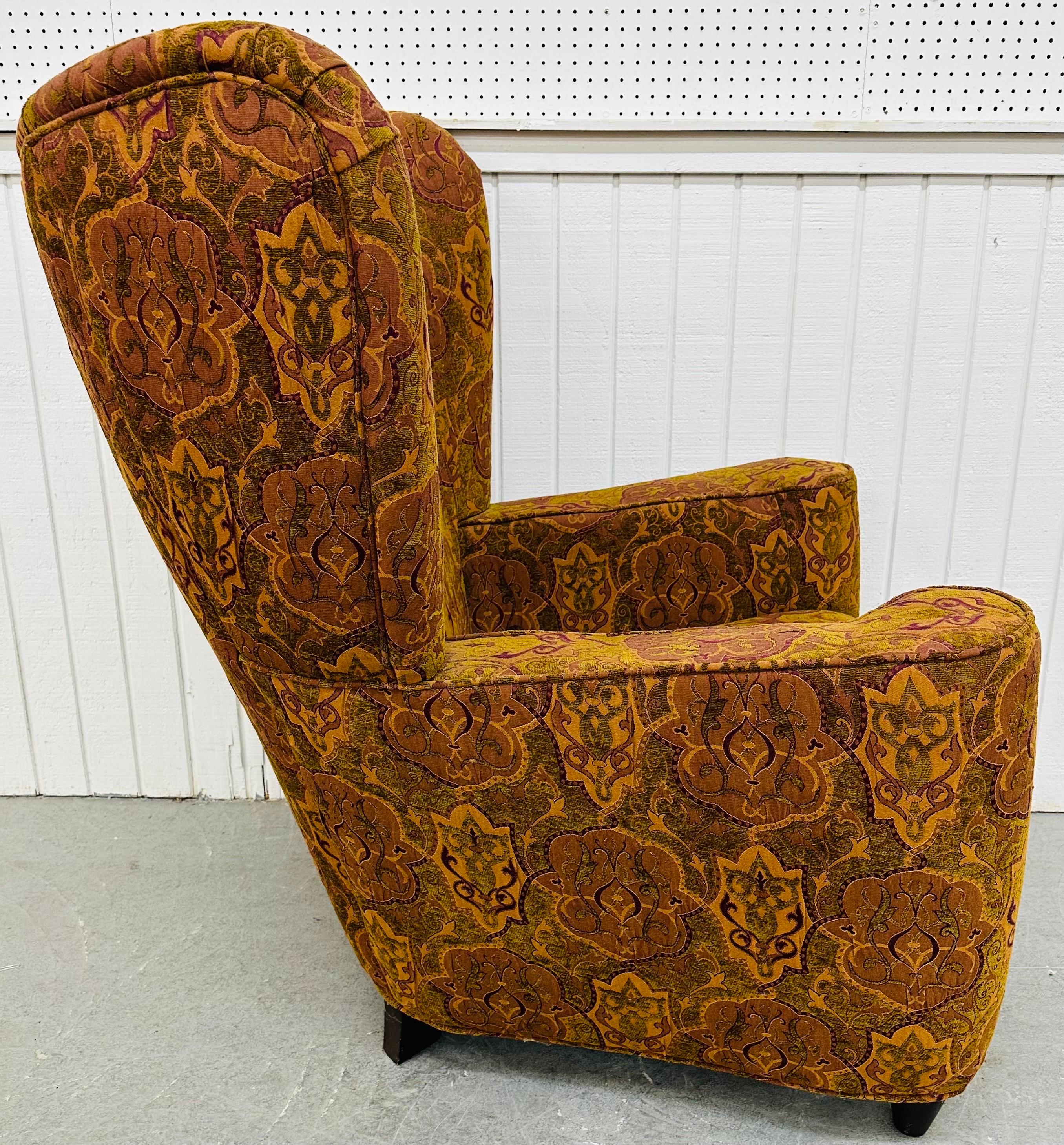 20th Century Vintage Thayer Coggin Oversized Upholstered Wing Chair For Sale