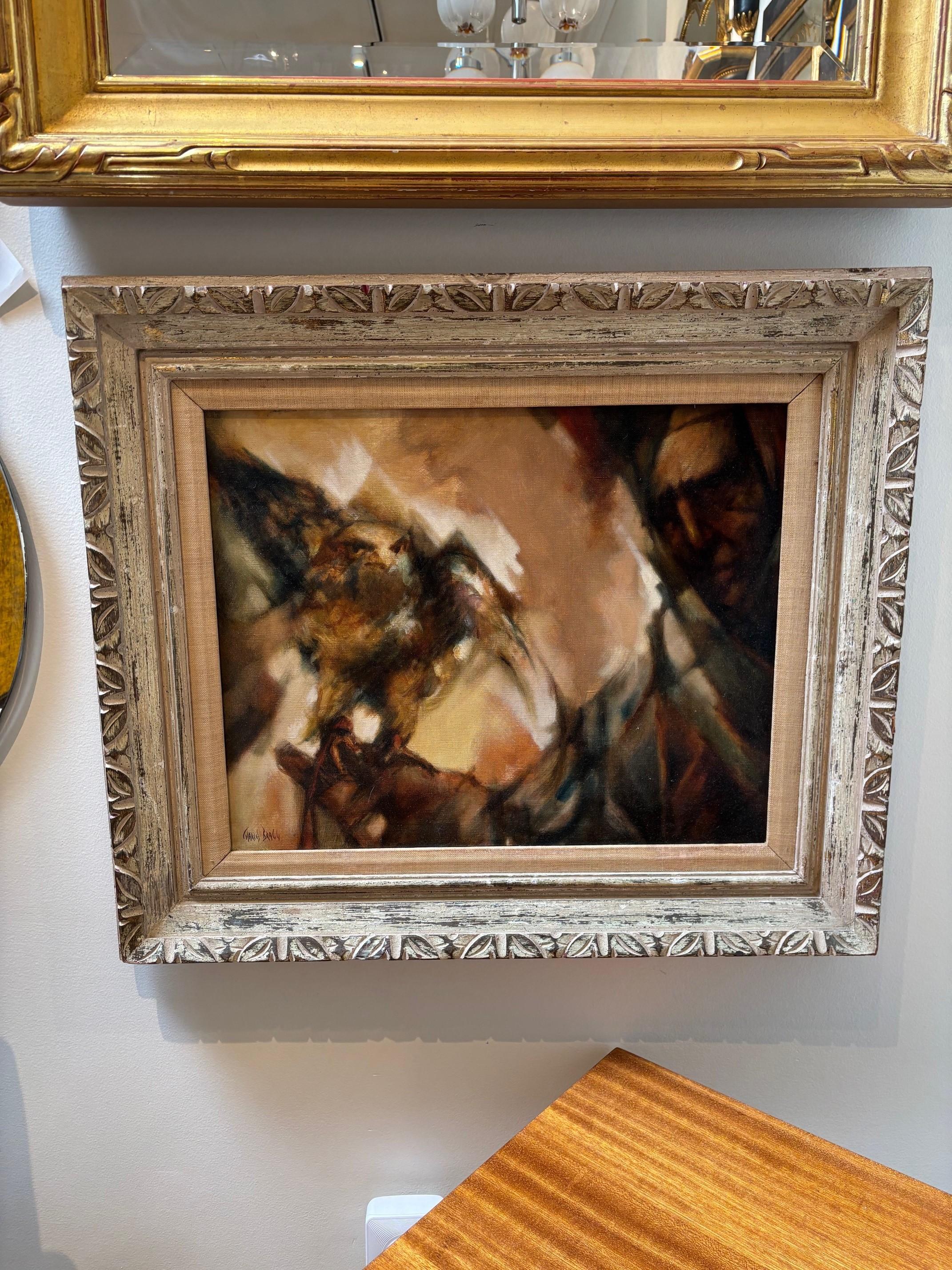 « The Falconer », peinture à l'huile originale sur panneau signée par Charles Bragg en vente 5