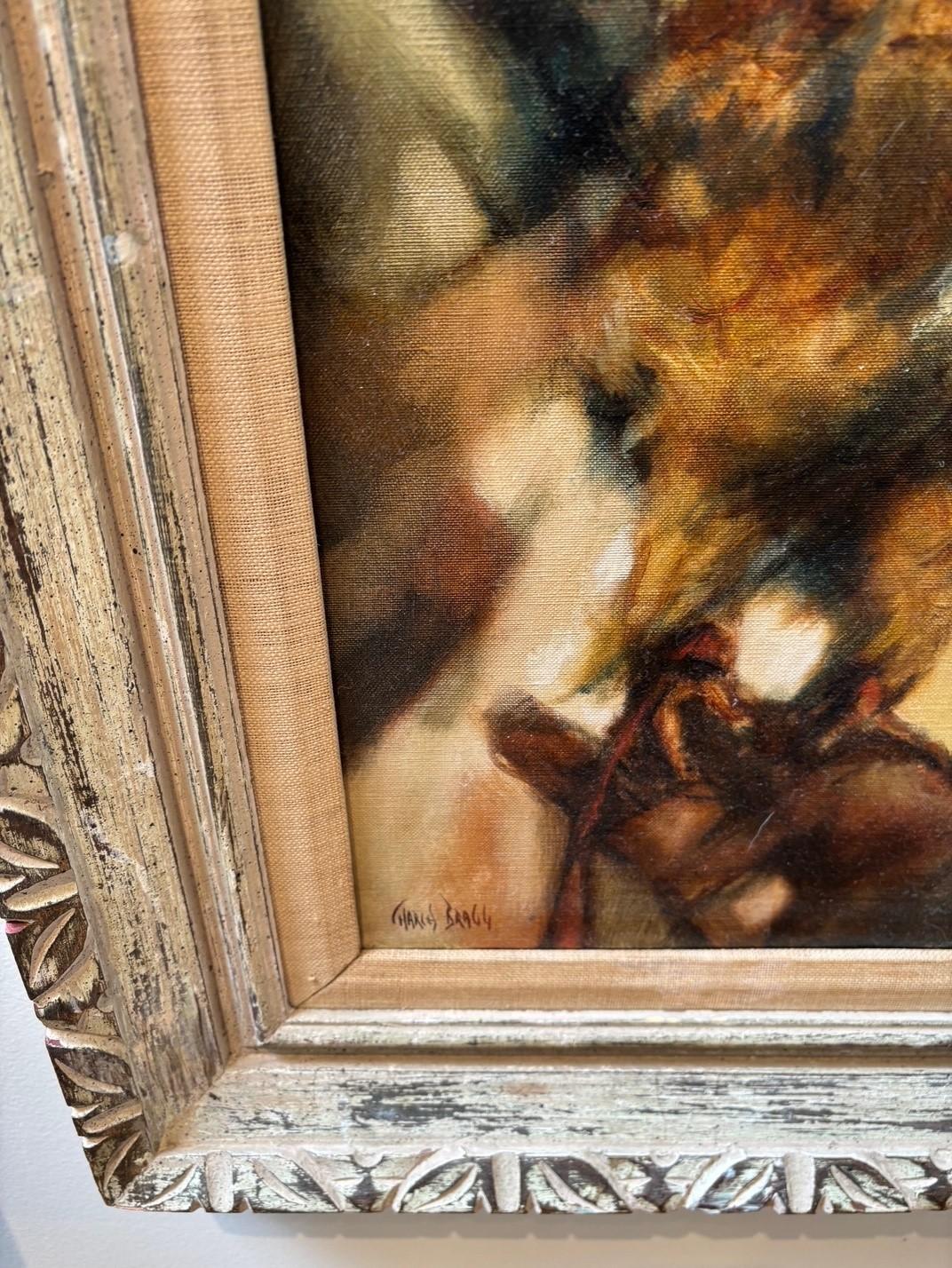 Milieu du XXe siècle « The Falconer », peinture à l'huile originale sur panneau signée par Charles Bragg en vente