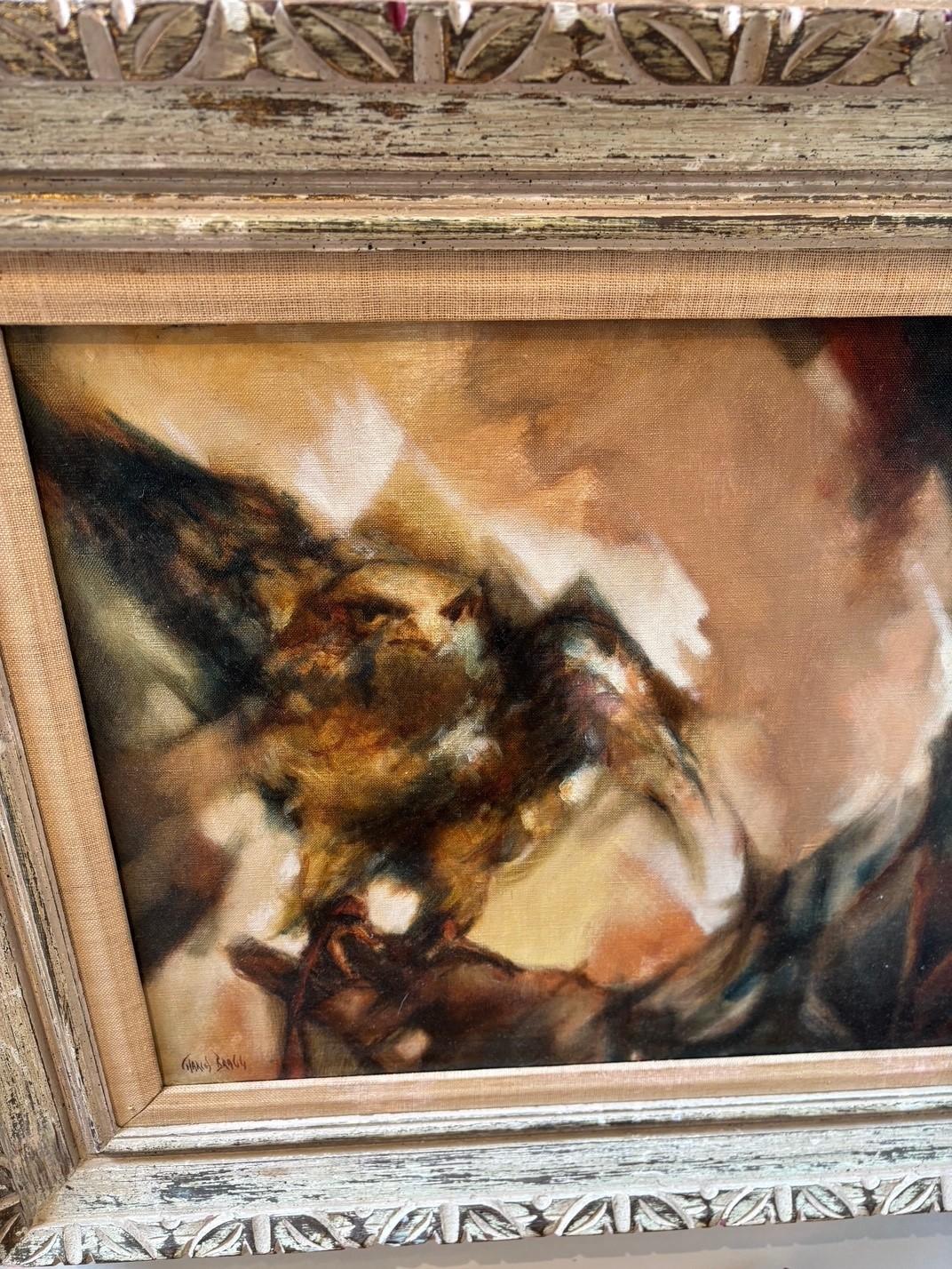 « The Falconer », peinture à l'huile originale sur panneau signée par Charles Bragg en vente 1