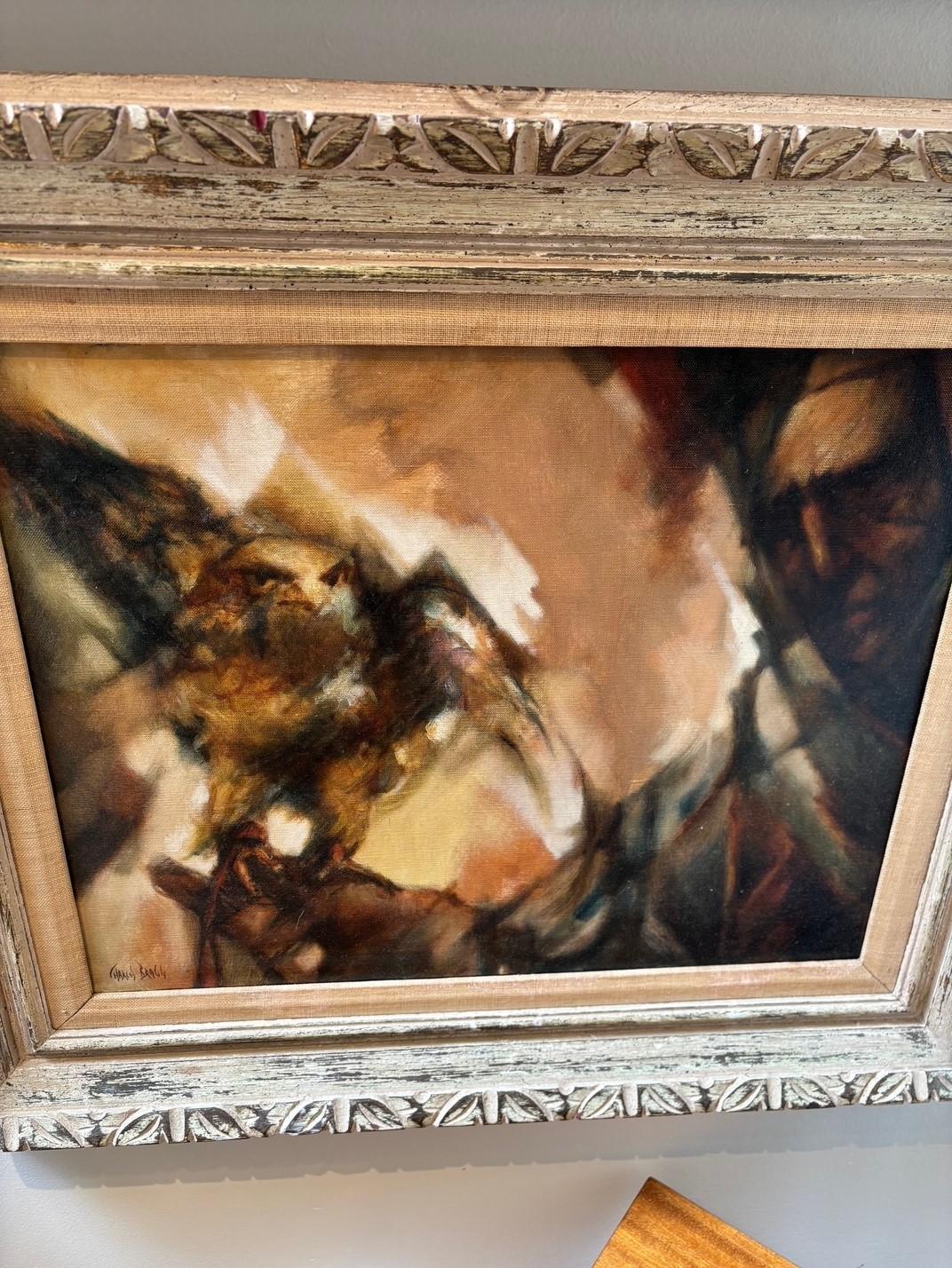 « The Falconer », peinture à l'huile originale sur panneau signée par Charles Bragg en vente 2