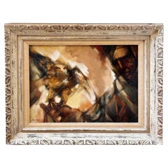 Vintage "The Falconer" Original Oil Painting on Panel Signed by Charles Bragg
