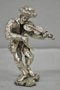 Vintage The Fiddler & Dancing Rabbi 925 Sterling Silver Over Copper Figures