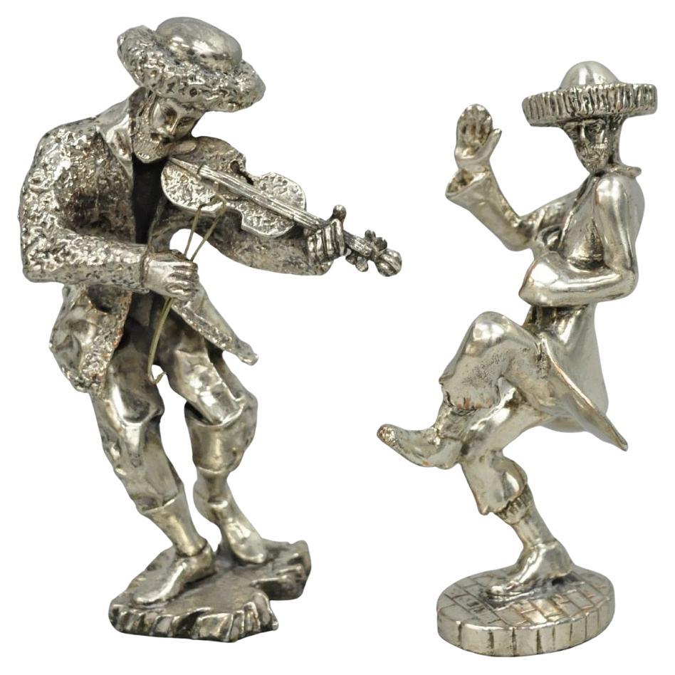 Vintage The Fiddler 
Dancing Rabbi 925 Sterling Silver Over Copper Figuren