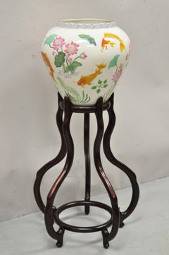 Vintage The Franklin Mint Vase de la Carpe d'Or Vase en Porcelaine sur Stand