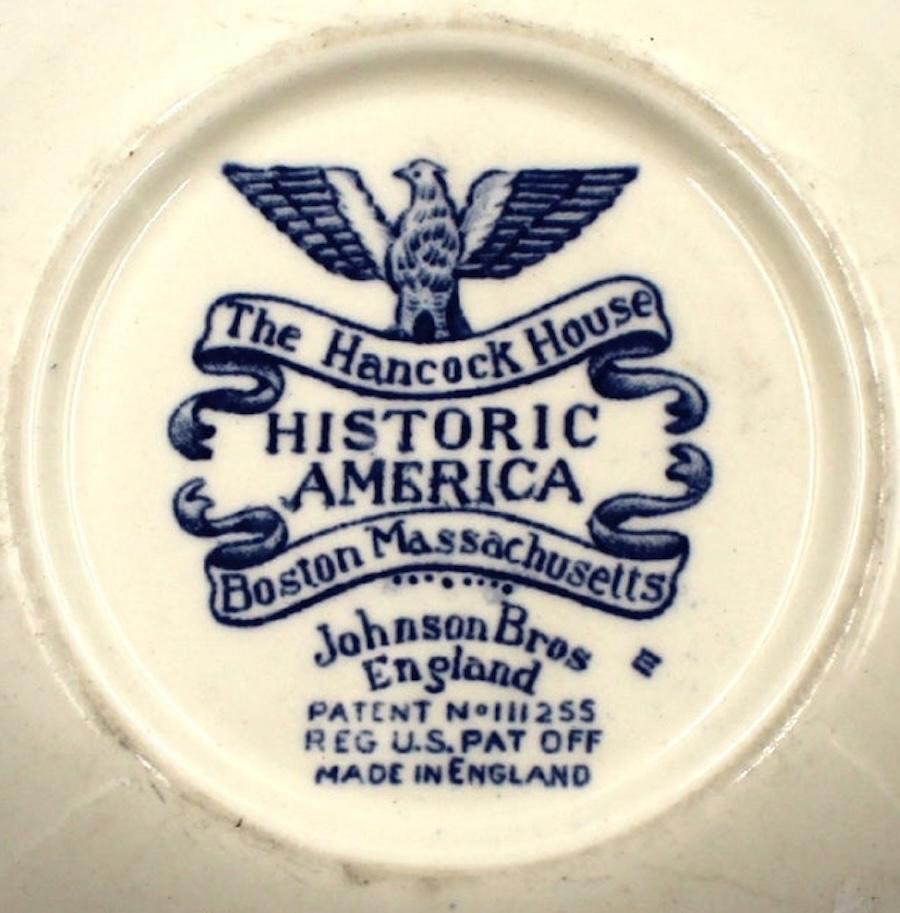 Blaue Vintage-Transferware-Schale „The Hancock House“ von Johnson Brothers im Angebot 1