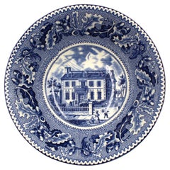 Ciotola transferware blu vintage "The Hancock House" di Johnson Brothers