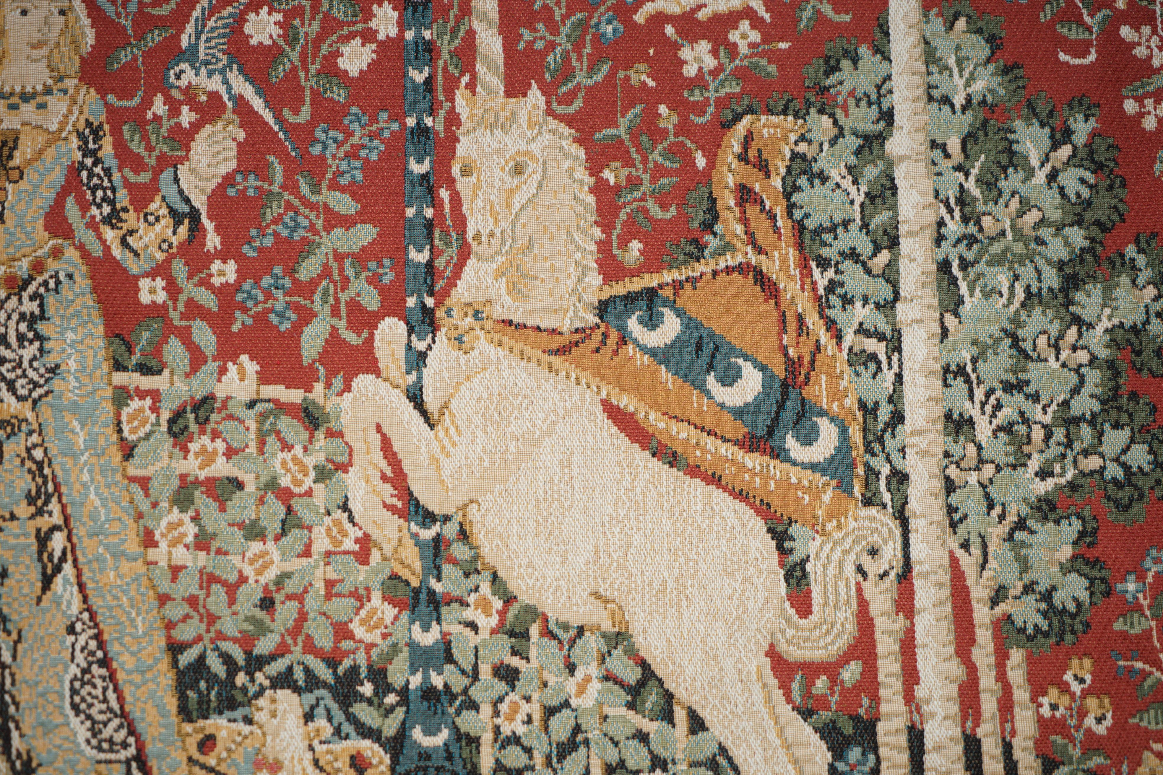 ViNTAGE LA DAMA Y EL UNICORNIO GRANDES COLGANTES DE PARED TAPIZ TEJIDO 128CM X 166CM 2