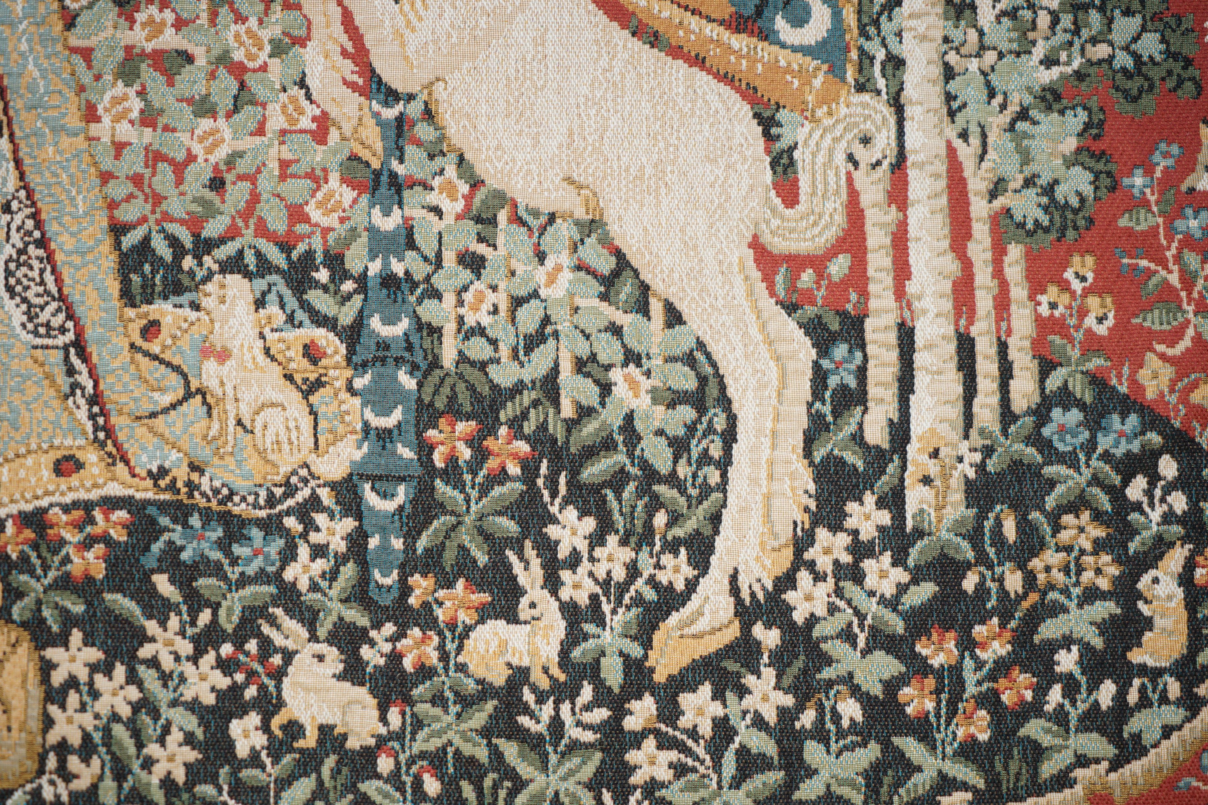 ViNTAGE LA DAMA Y EL UNICORNIO GRANDES COLGANTES DE PARED TAPIZ TEJIDO 128CM X 166CM 3