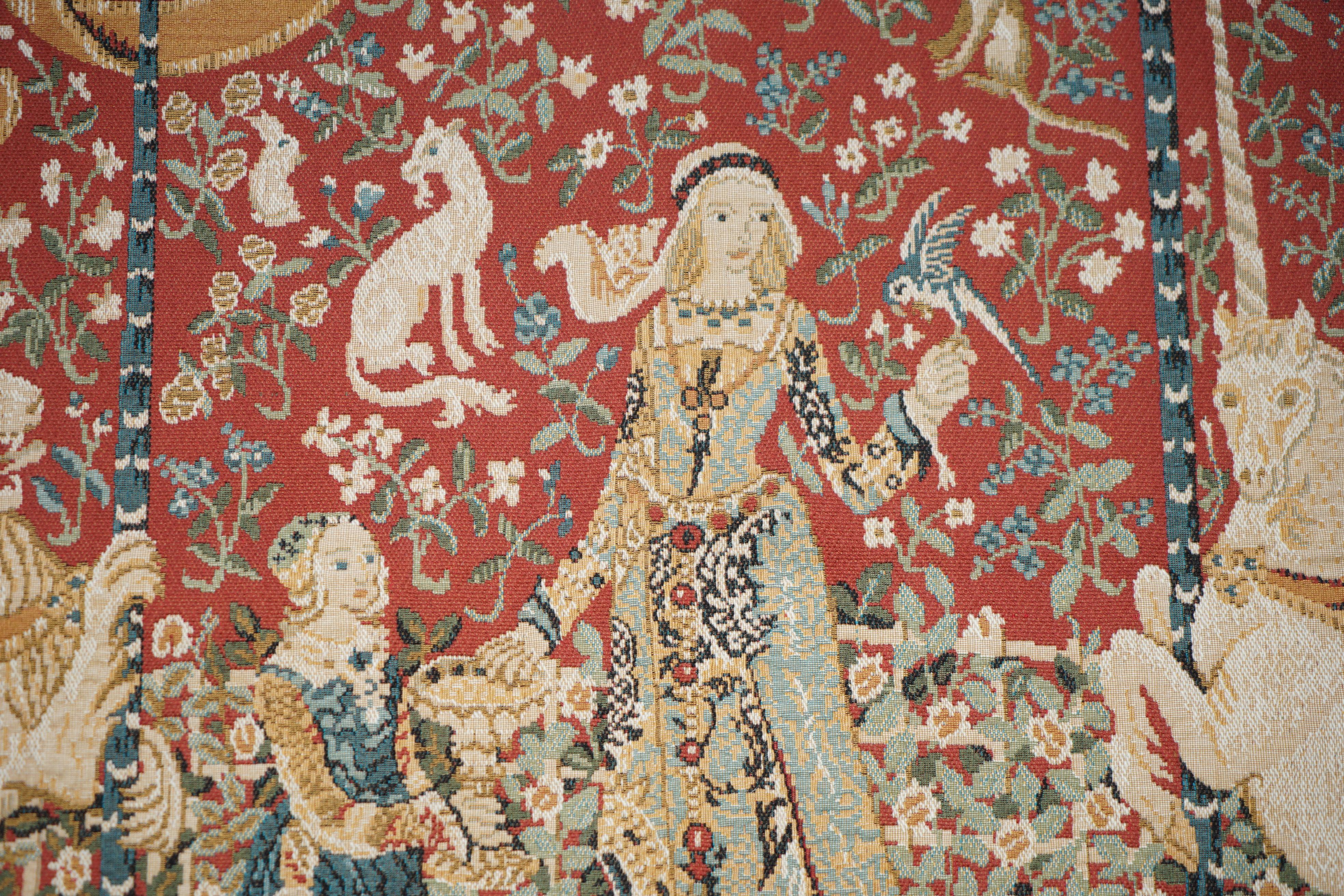 ViNTAGE LA DAMA Y EL UNICORNIO GRANDES COLGANTES DE PARED TAPIZ TEJIDO 128CM X 166CM Victoriano