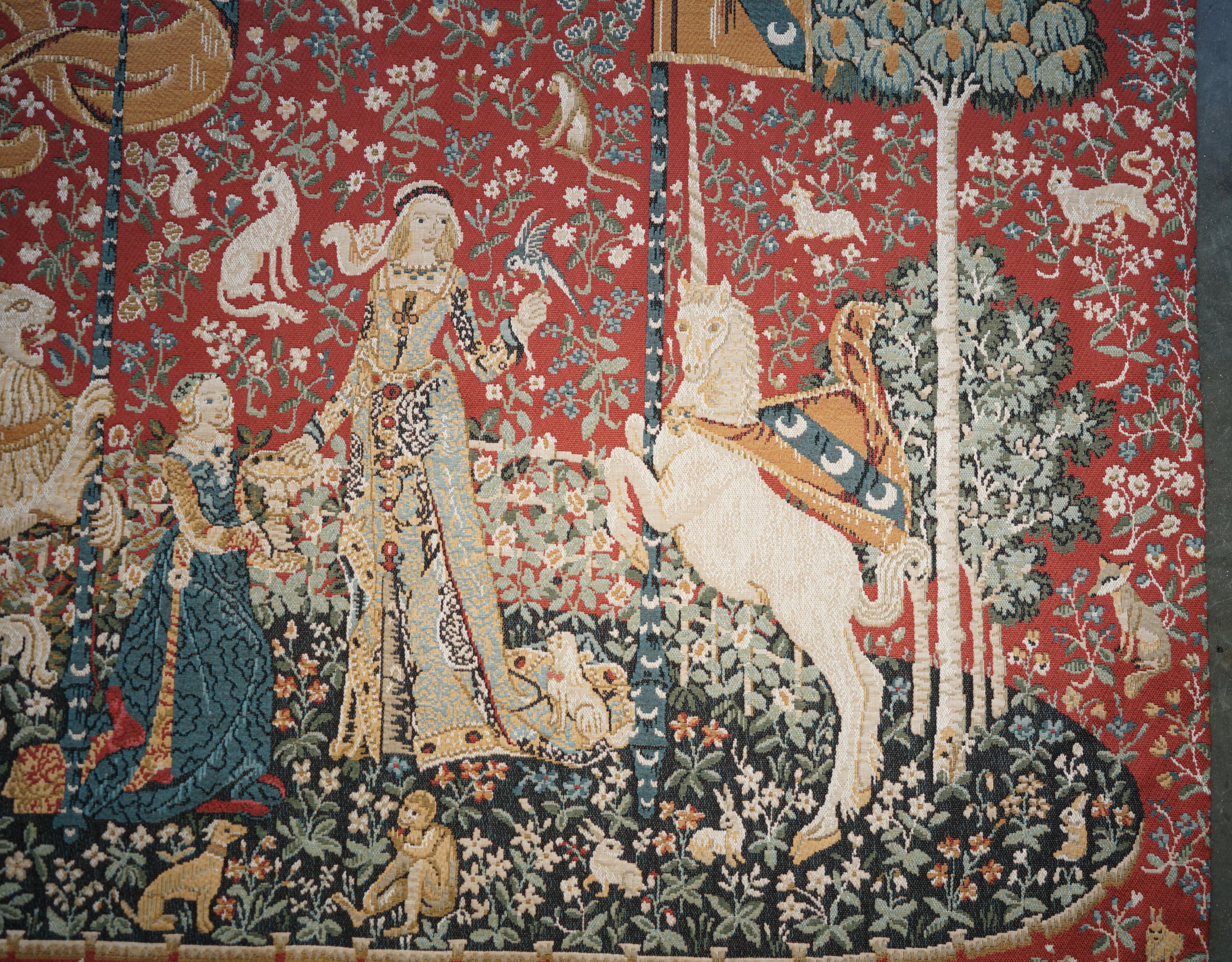 ViNTAGE LA DAMA Y EL UNICORNIO GRANDES COLGANTES DE PARED TAPIZ TEJIDO 128CM X 166CM 1