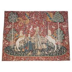 ViNTAGE LA DAMA Y EL UNICORNIO GRANDES COLGANTES DE PARED TAPIZ TEJIDO 128CM X 166CM