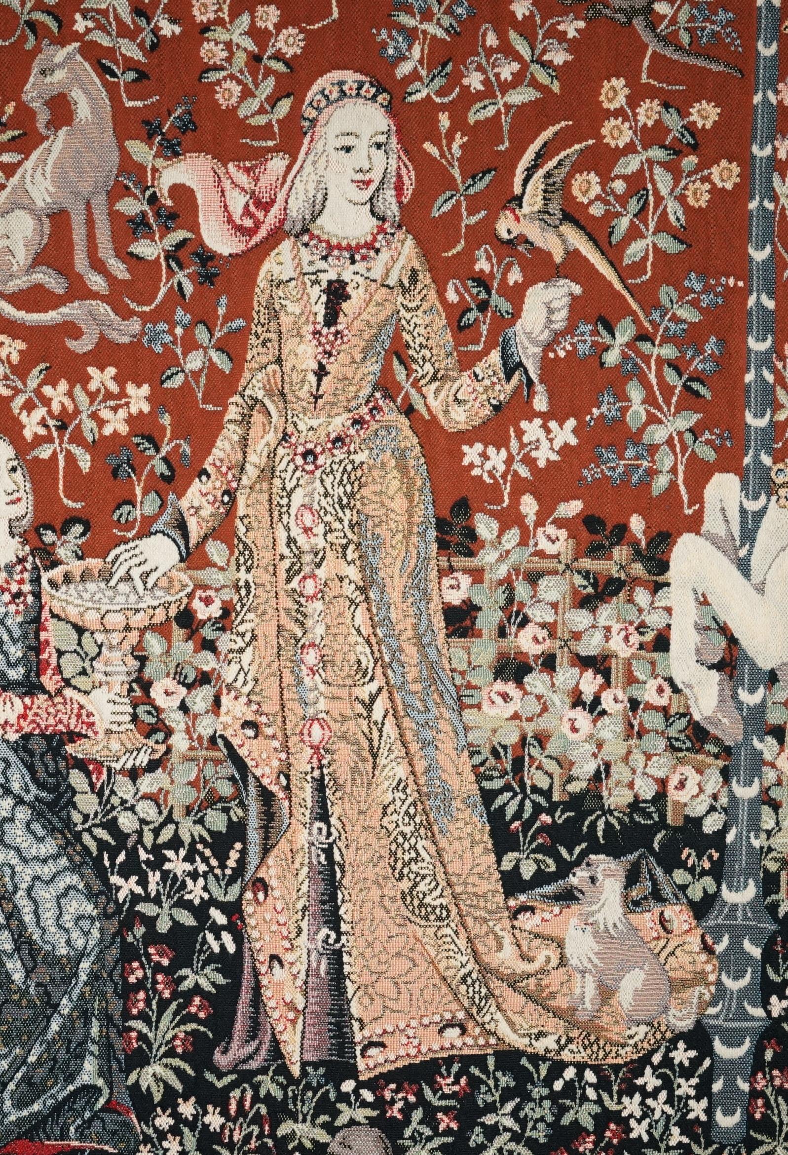 Early 20th Century ViNTAGE THE LADY AND THE UNICORN LARGE WALL HANGING WOVEN TAPESTRY 216CM X 189CM