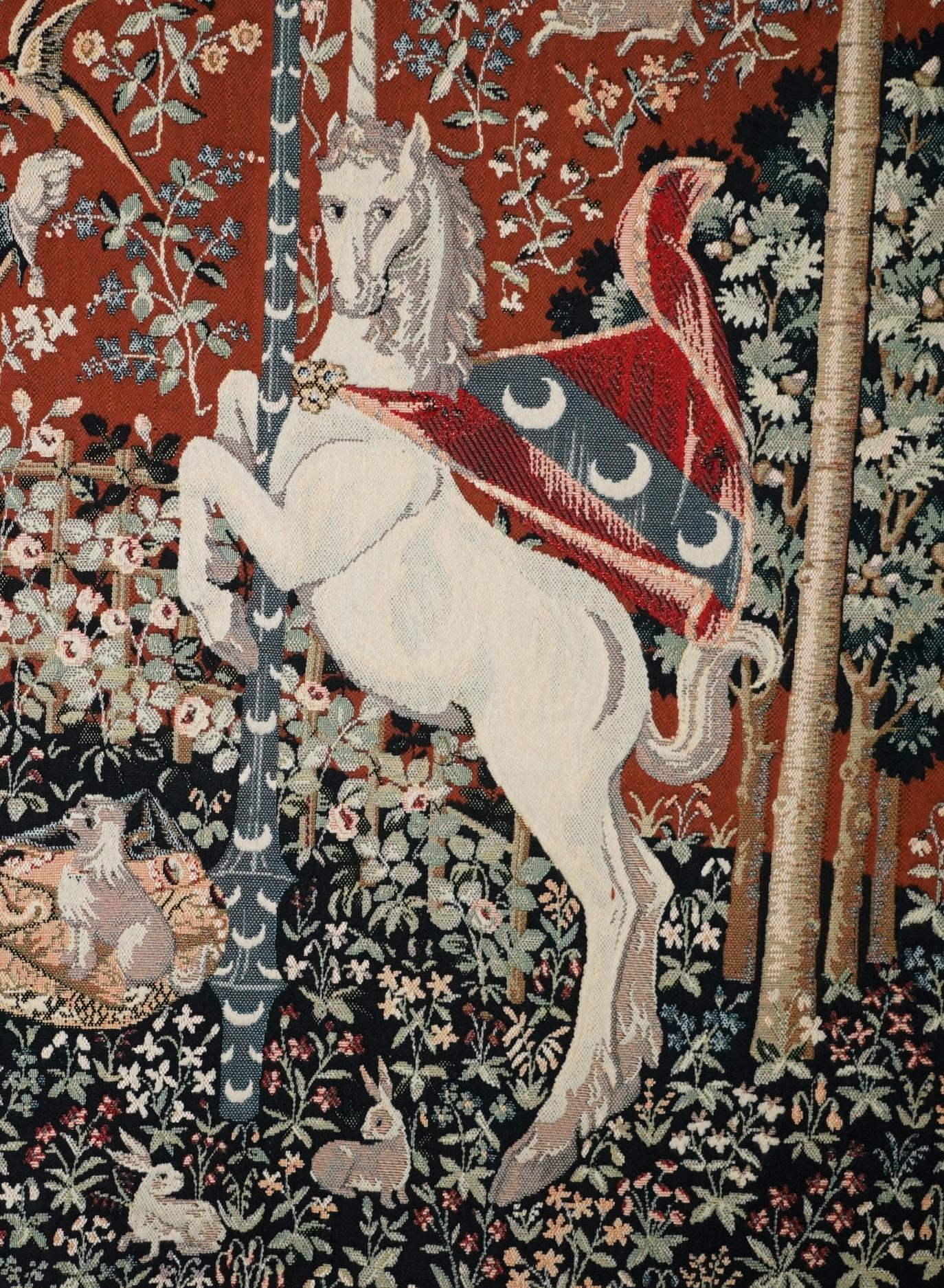 Fabric ViNTAGE THE LADY AND THE UNICORN LARGE WALL HANGING WOVEN TAPESTRY 216CM X 189CM For Sale