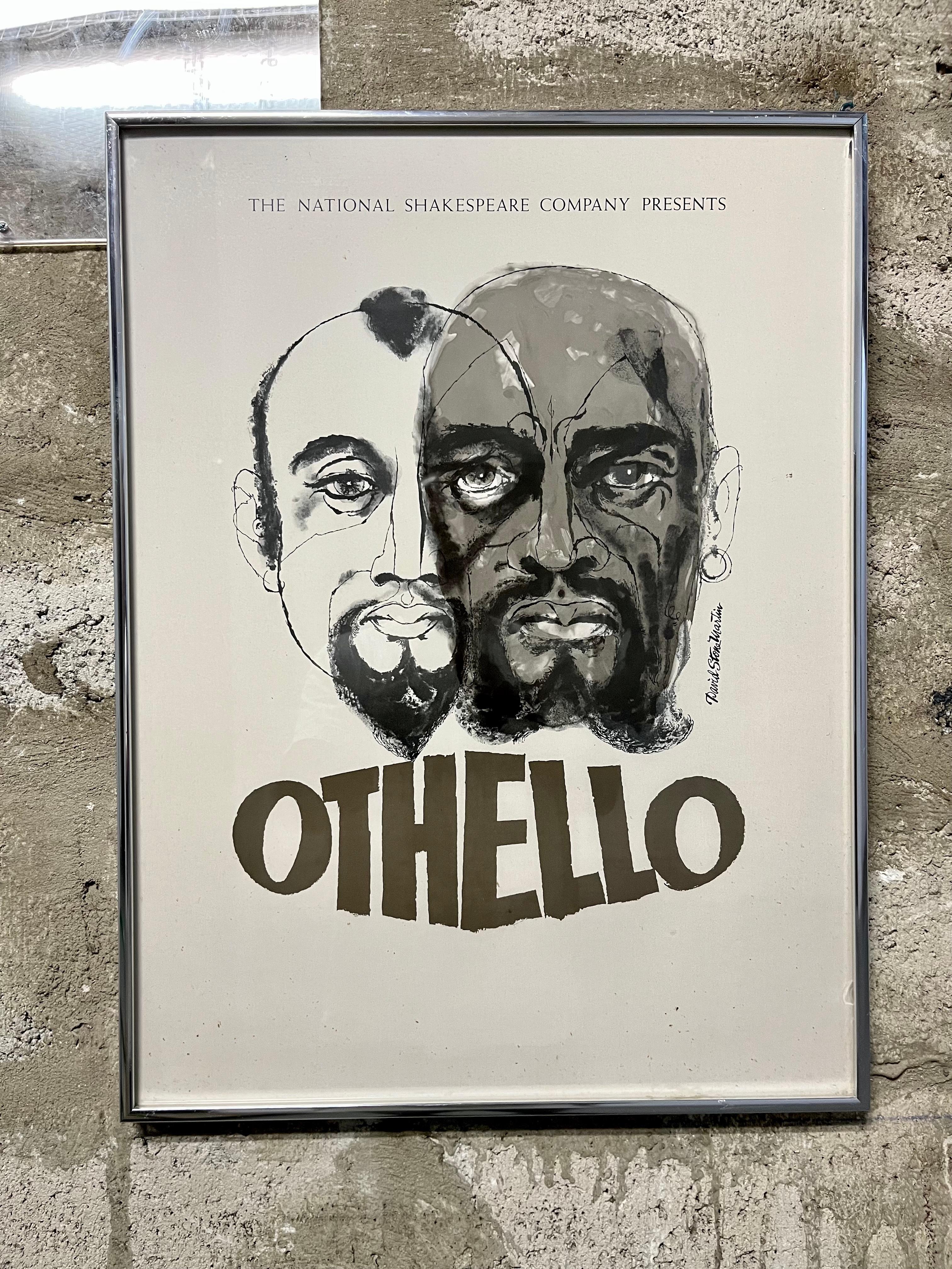 Mid-Century Modern Vintage The National Shakespeare Company Presents-Othello Framed Poster. C 1970s For Sale