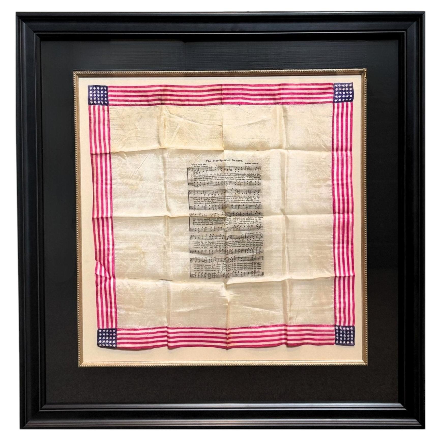 Vintage "The Star-Spangled Banner" Seide gedruckt Taschentuch mit Musik