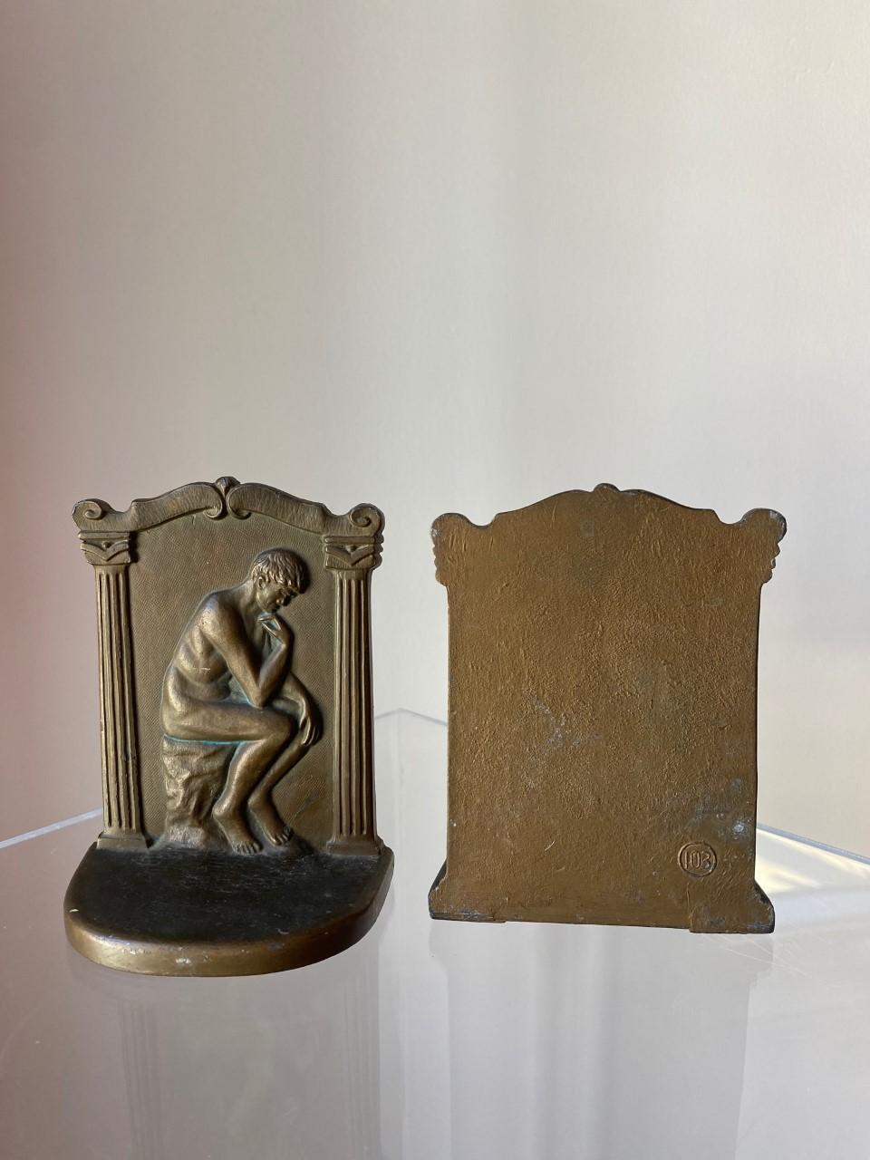 American Vintage the Thinker Bookends For Sale