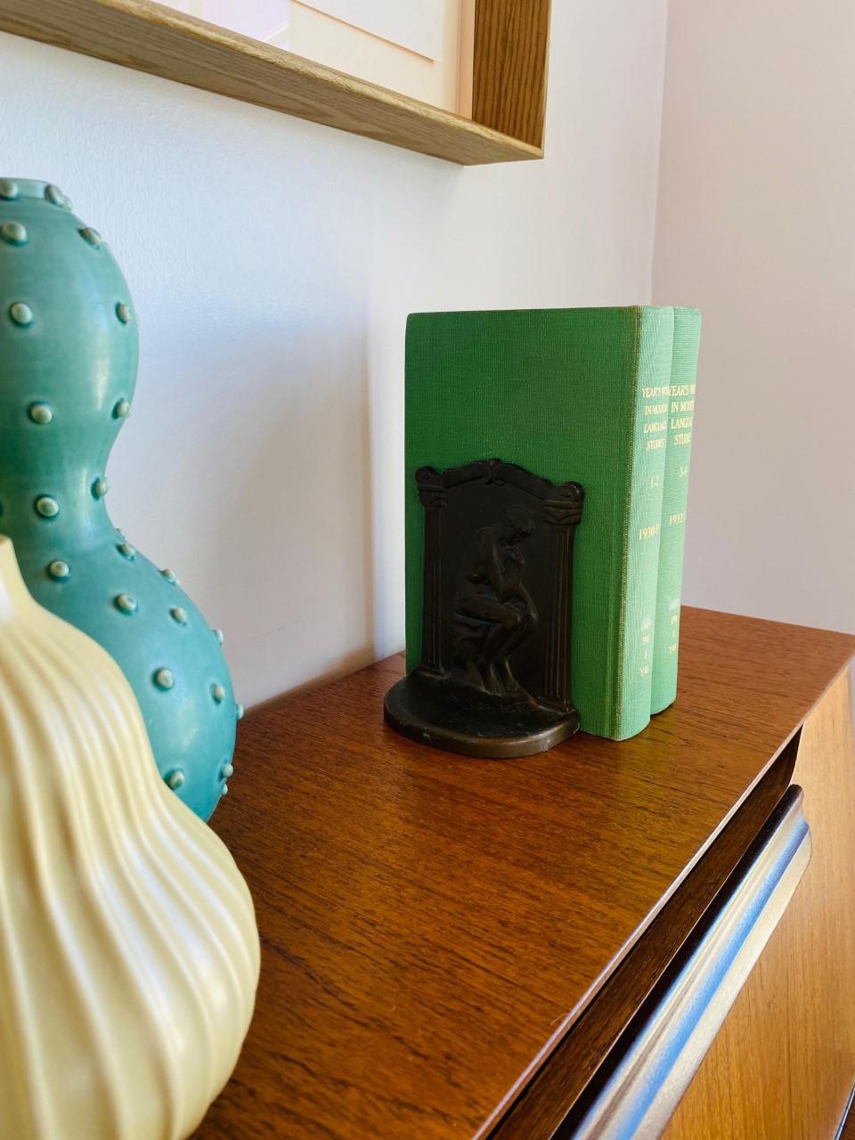 Metal Vintage the Thinker Bookends For Sale
