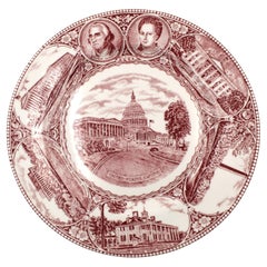 Vintage "The Washington Plate" Red Staffordshire Plate by Jon Roth