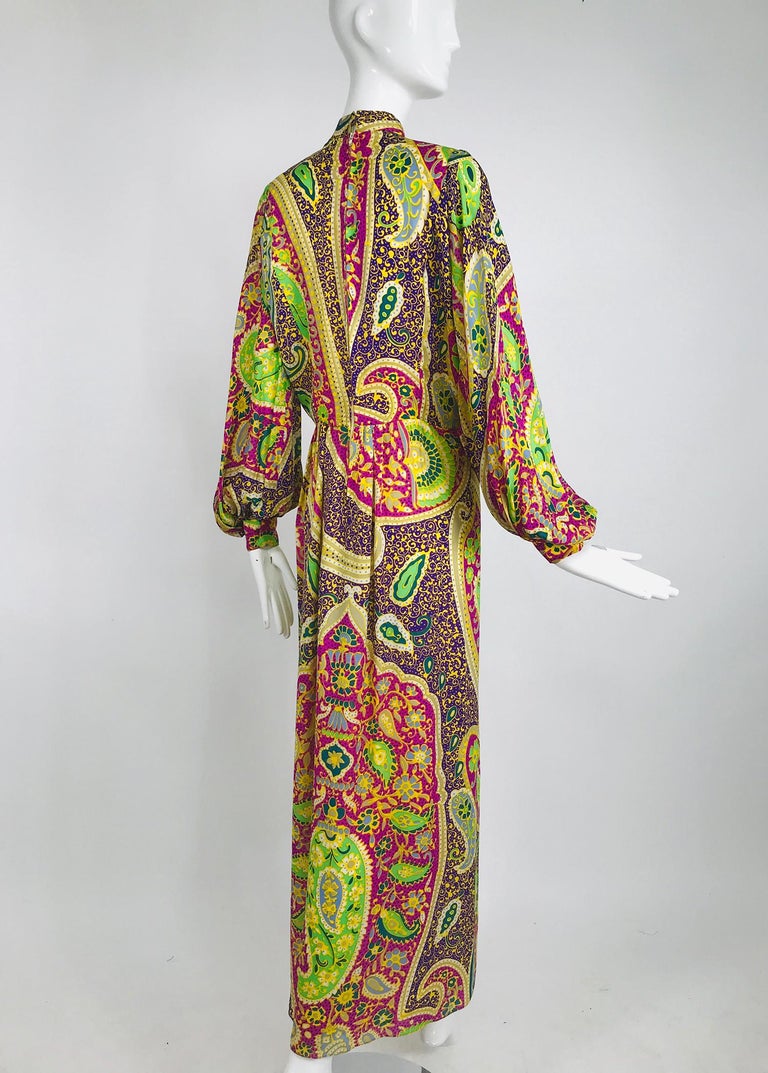 Vintage Thea Porter Silk and Brocade Maxi Dress 1970s For Sale at 1stDibs