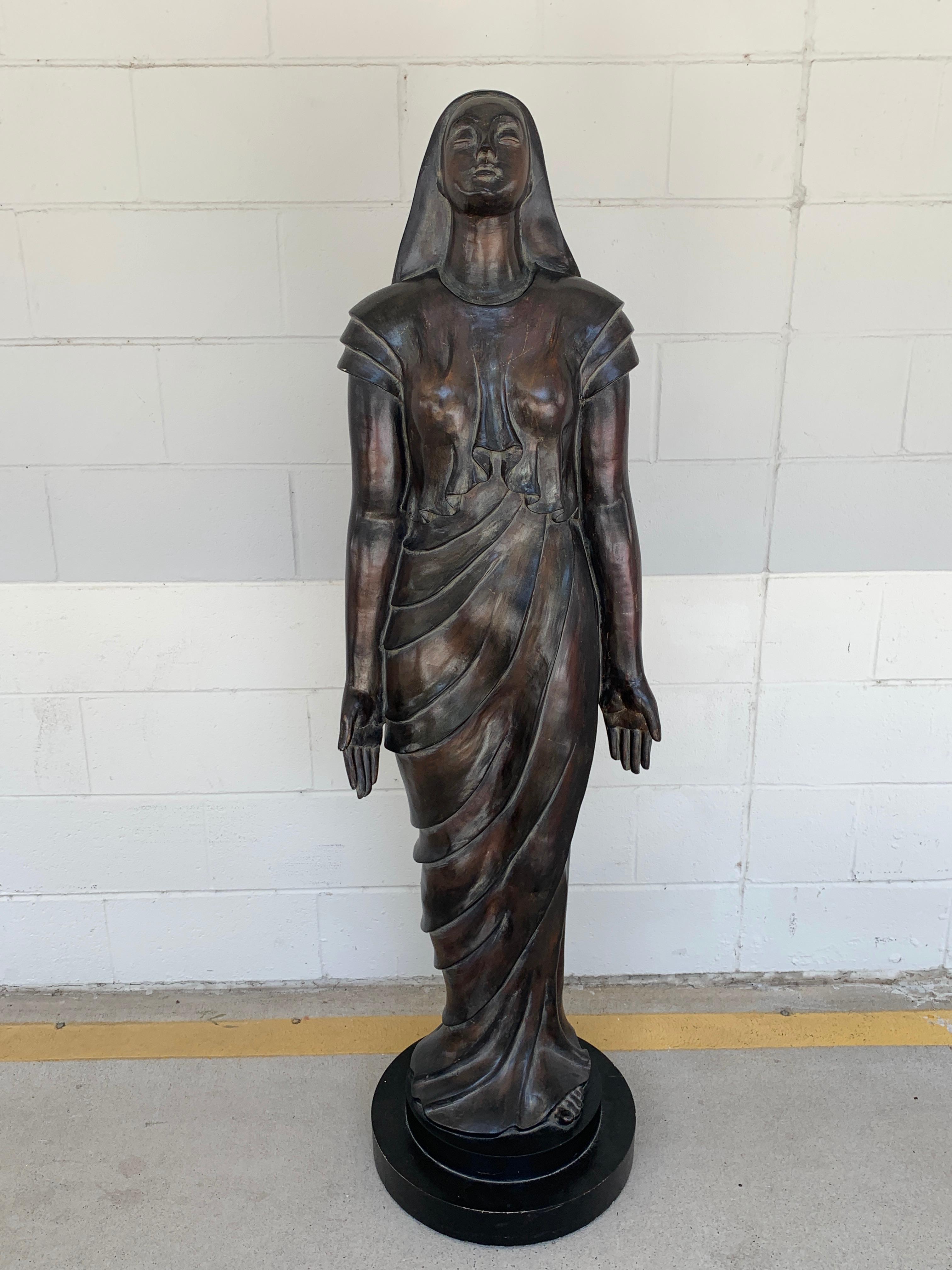 Vintage theatre standing modern draped statue, life-size
Raised on a 16