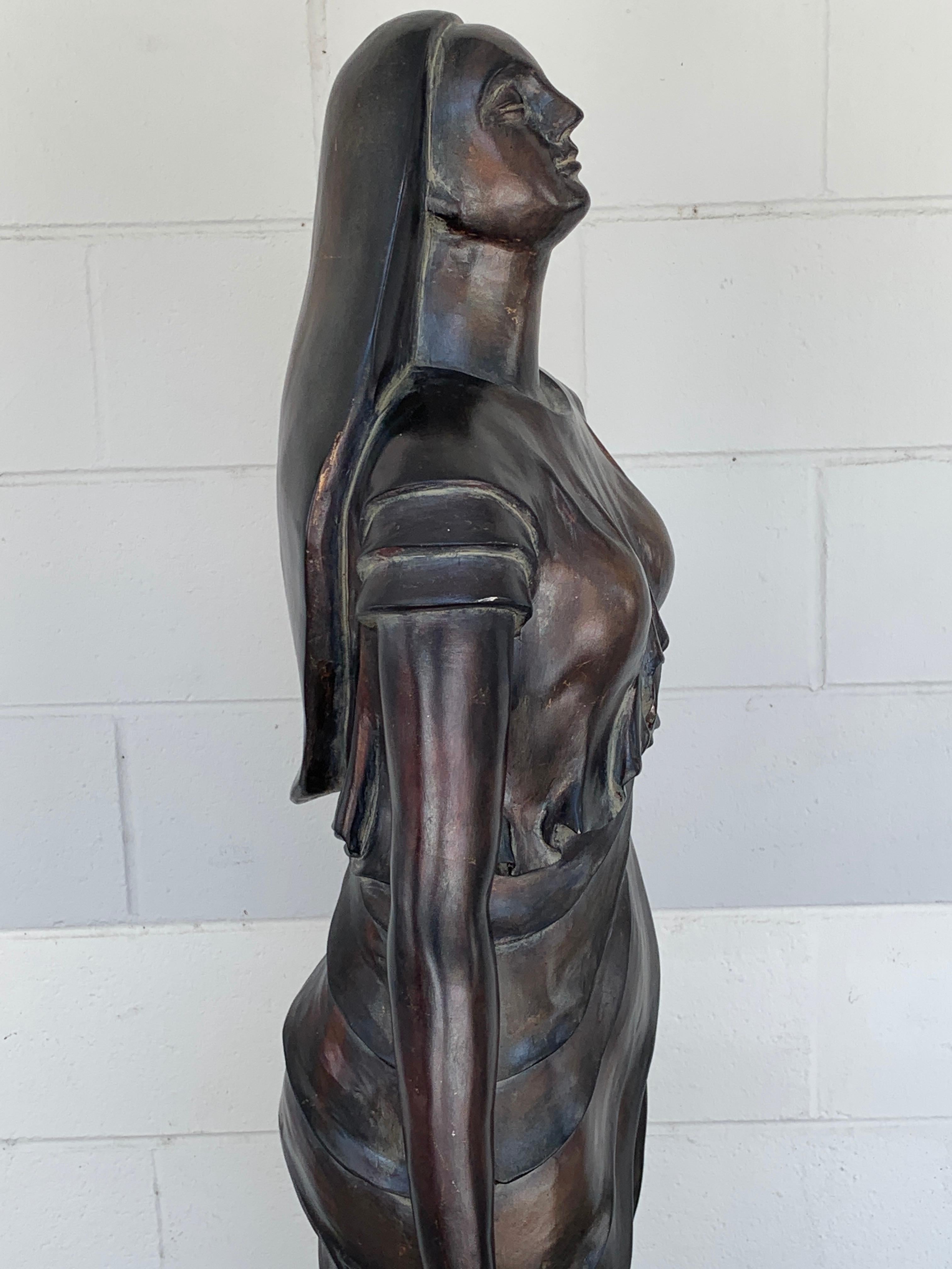 Polychromed Vintage Theatre Statue of a Standing Draped Female, Life-Size For Sale