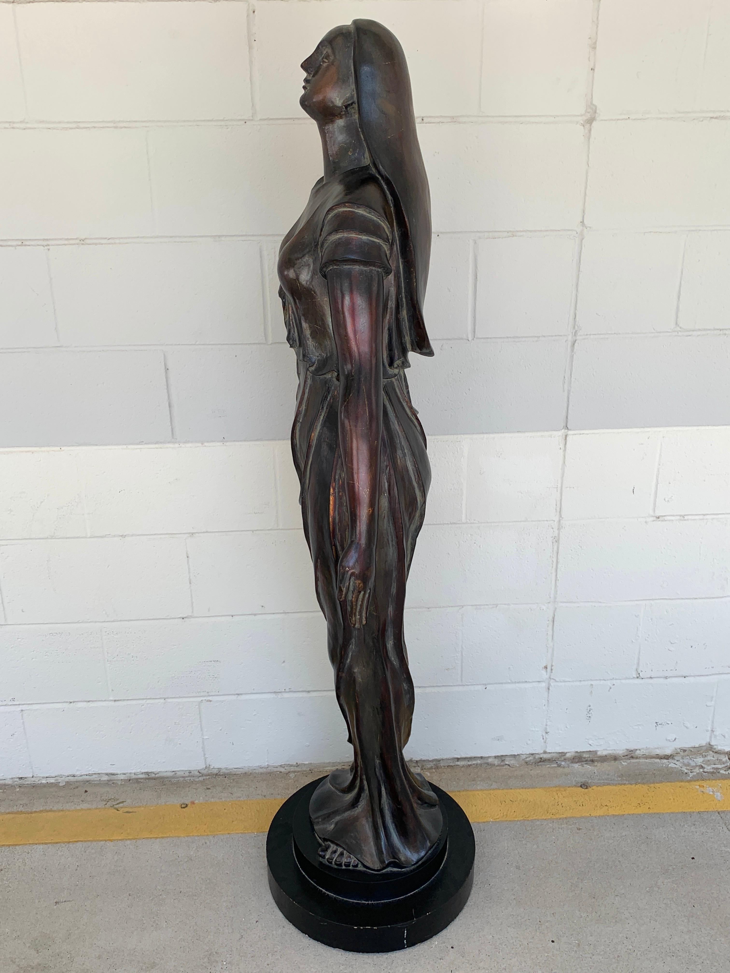 Composition Vintage Theatre Statue of a Standing Draped Female, Life-Size For Sale