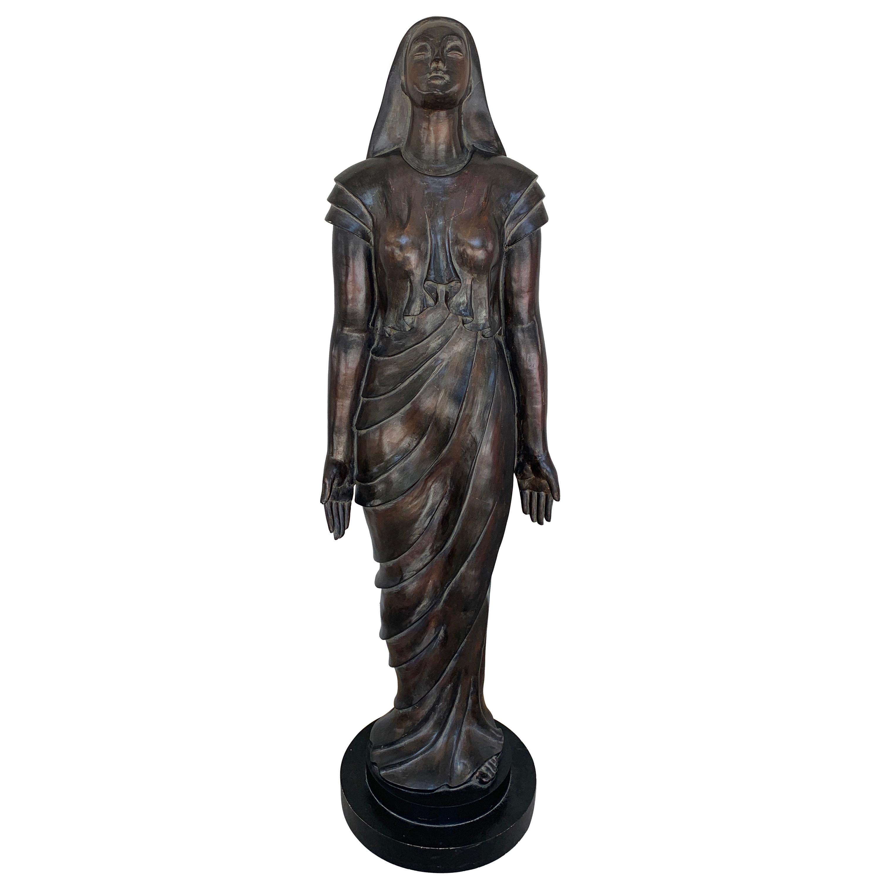 Vintage Theatre Statue of a Standing Draped Female, Life-Size For Sale