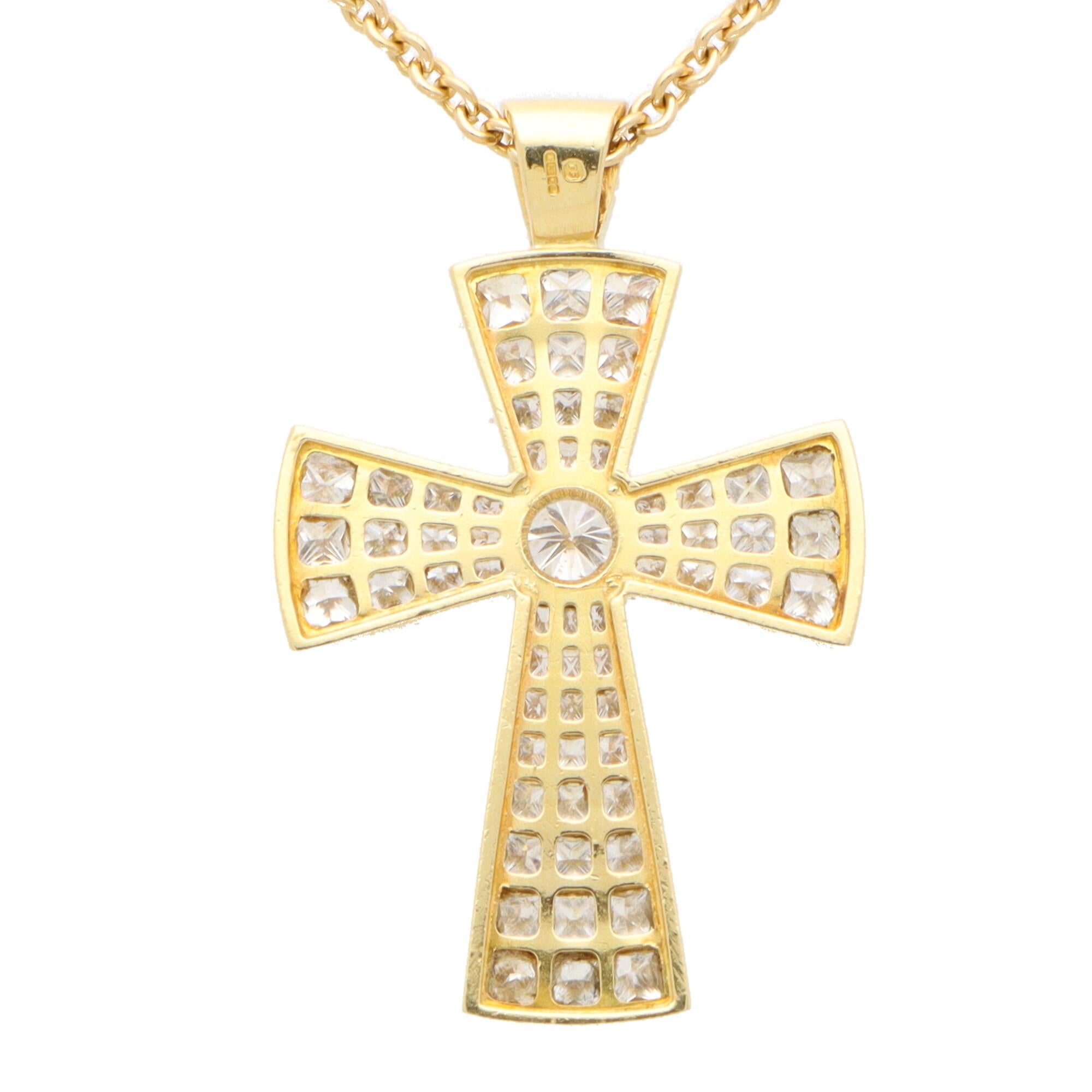 Vintage Theo Fennell Diamond Cross Pendant Set in 18k Yellow Gold 1