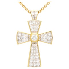 Vintage Theo Fennell Diamond Cross Pendant Set in 18k Yellow Gold