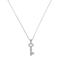 Vintage Theo Fennell Diamond Key Necklace in White Gold