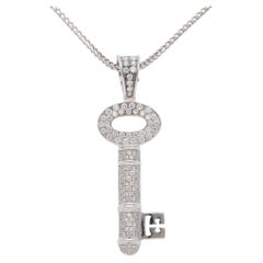 Theo Fennell Collier clé vintage en or blanc et diamants