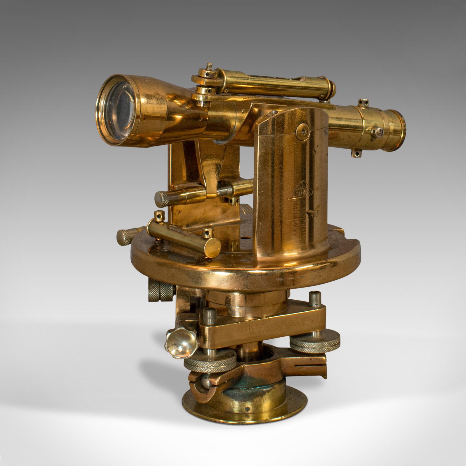 20th Century Antique Theodolite, English, Bronze, Brass, Scientific Instrument, Desk Ornament