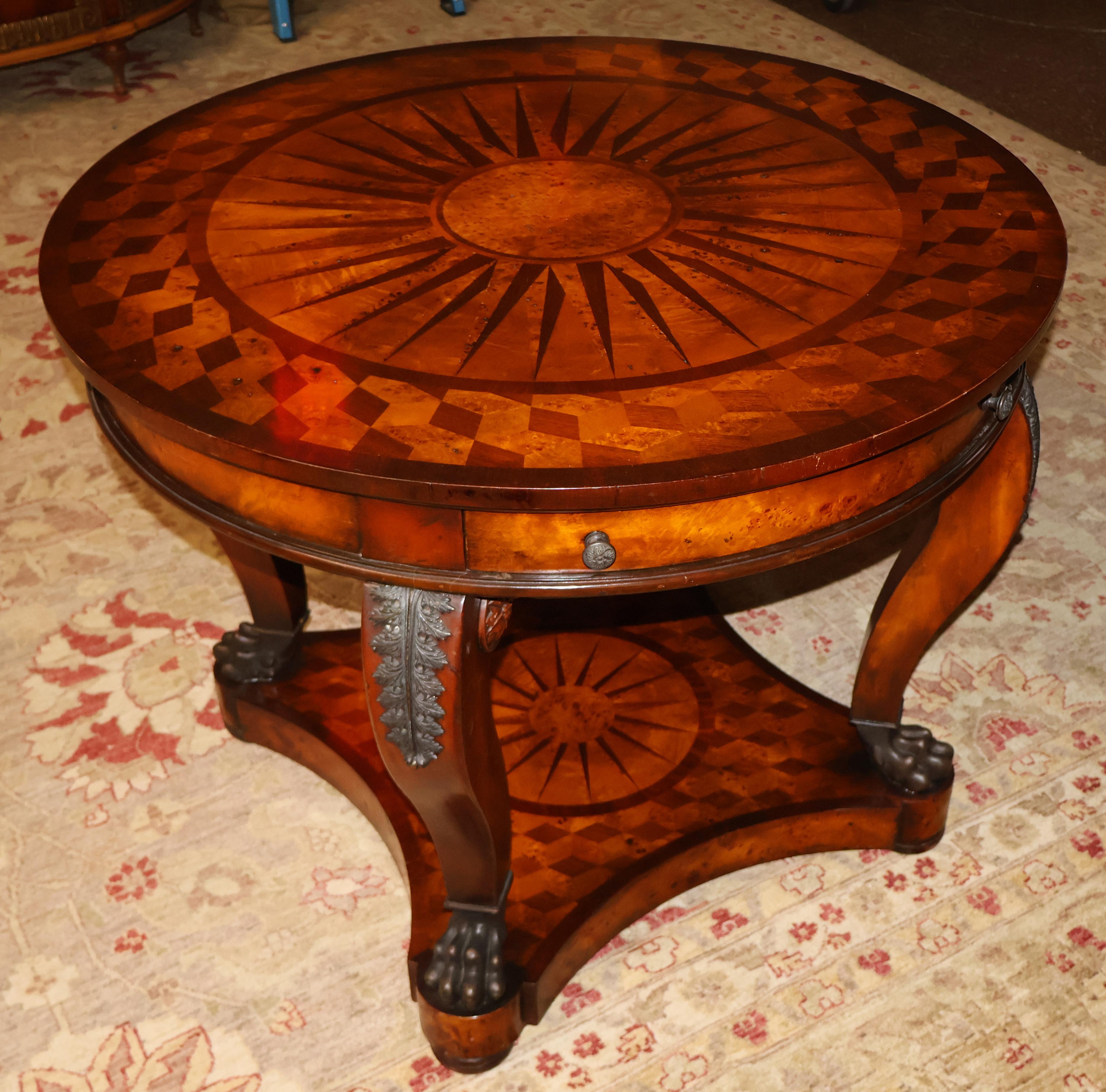 ​Vintage Theodore Alexander Bronze Mounted Burled Walnut Inlaid Center Table

Dimensions : 29.5