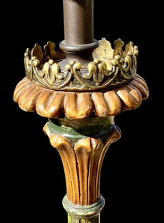 Vintage Theodore Alexander Carved Wood Floor Lamp