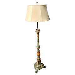 Vintage Theodore Alexander Carved Wood Floor Lamp