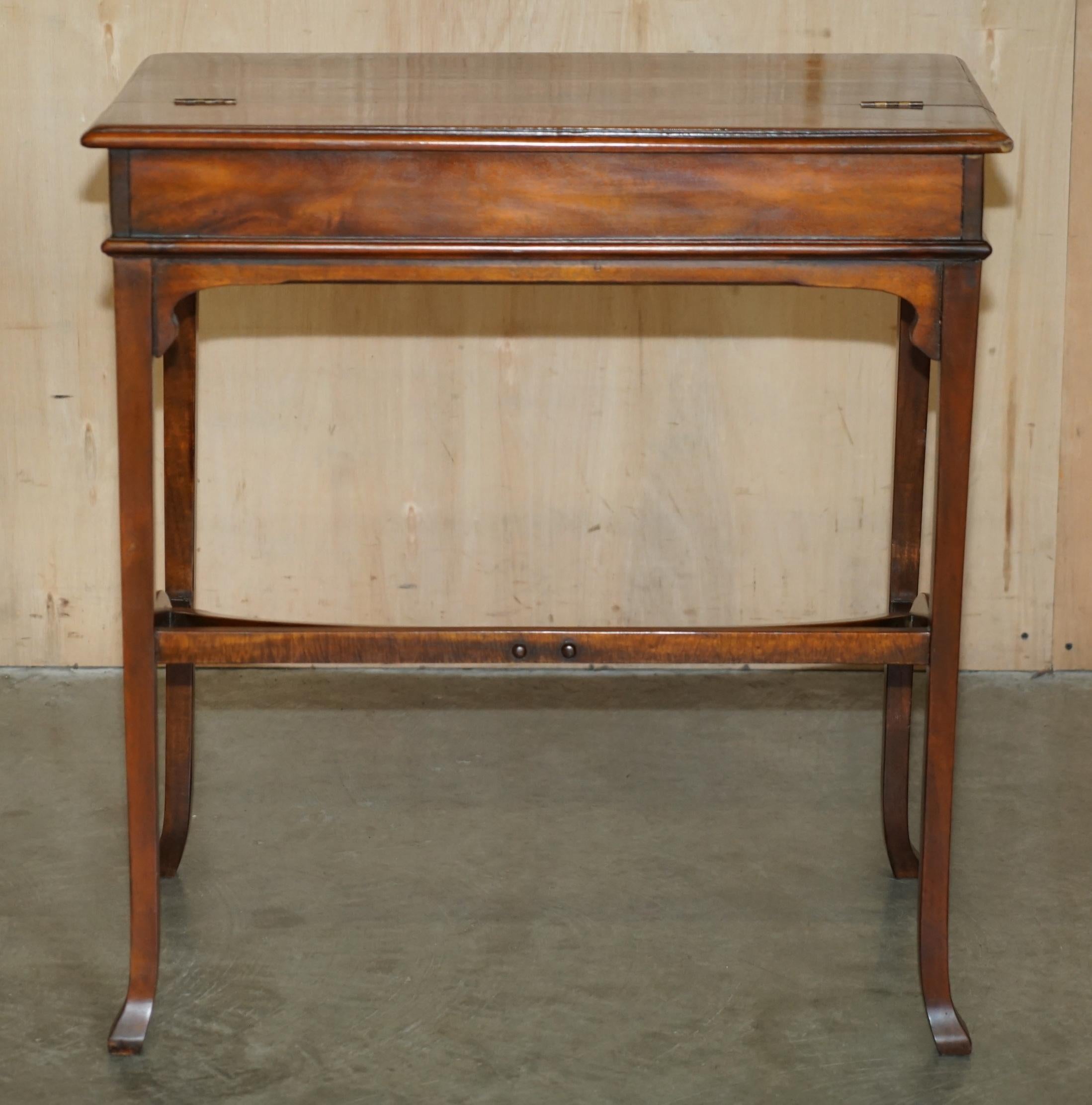 VINTAGE THEODORE ALEXANDER MiLITARY CAMPAIGN STYLE WRITING DESK BROWN LEATHER For Sale 3