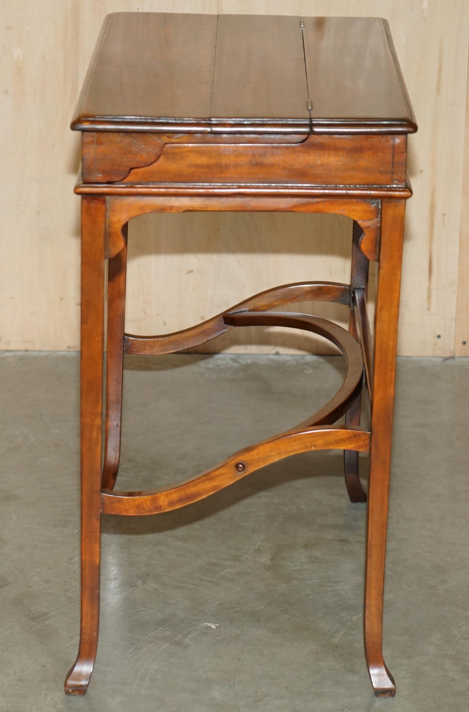 VINTAGE THEODORE ALEXANDER MiLITARY CAMPAIGN STYLE WRITING DESK BROWN LEATHER For Sale 5