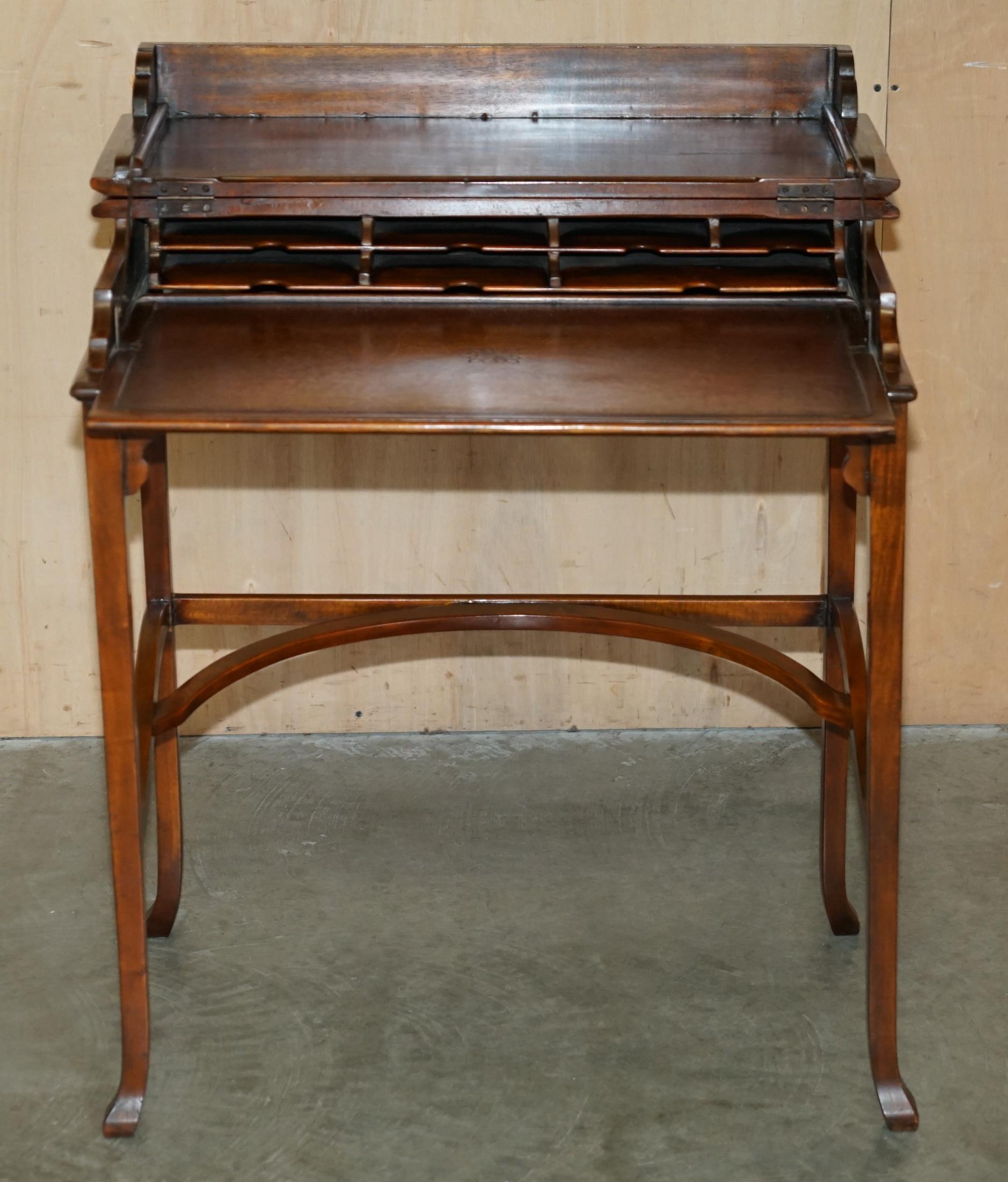 VINTAGE THEODORE ALEXANDER MiLITARY CAMPAIGN STYLE WRITING DESK BROWN LEATHER 3