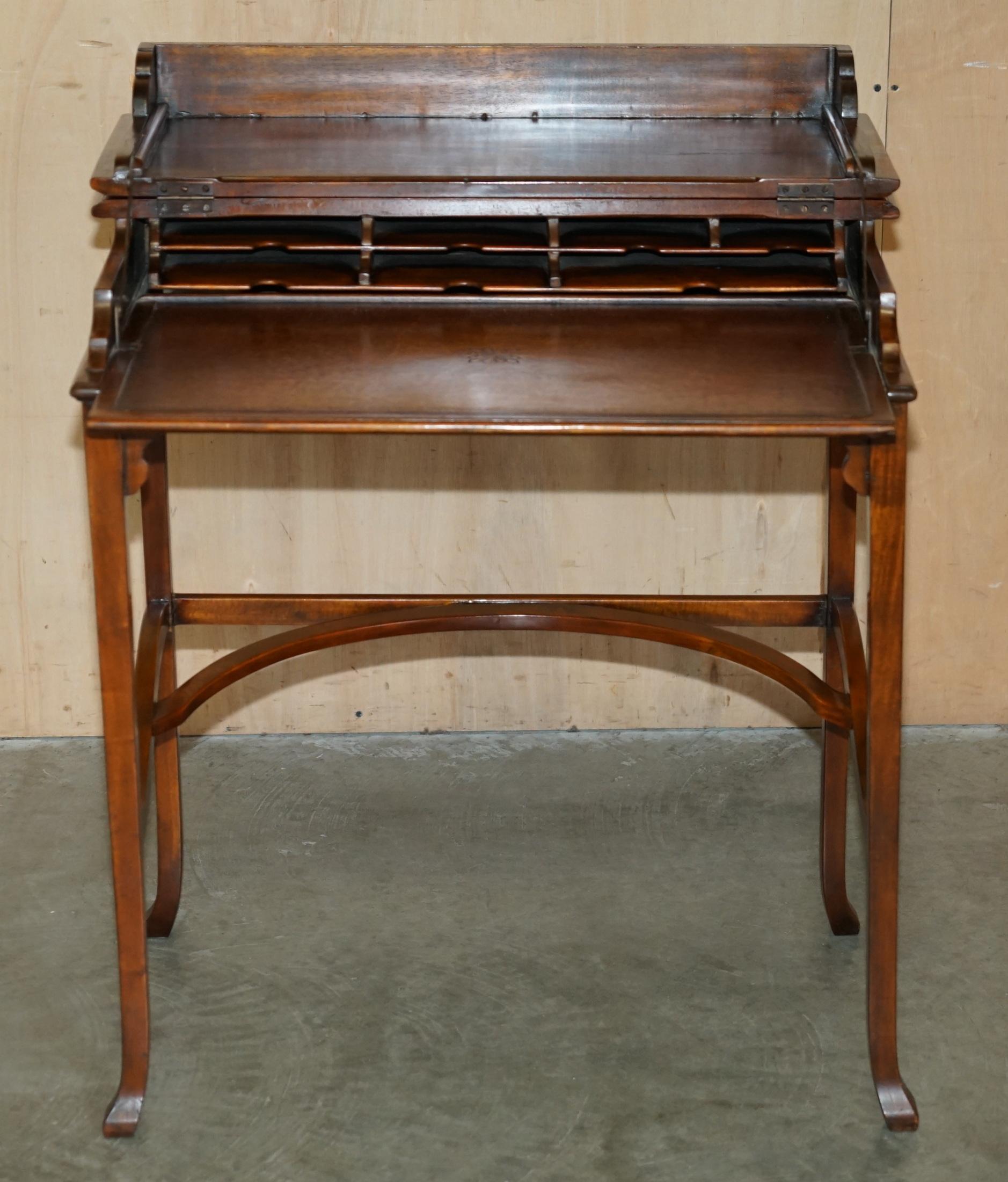 VINTAGE THEODORE ALEXANDER MiLITARY CAMPAIGN STYLE WRITING DESK BROWN LEATHER For Sale 7