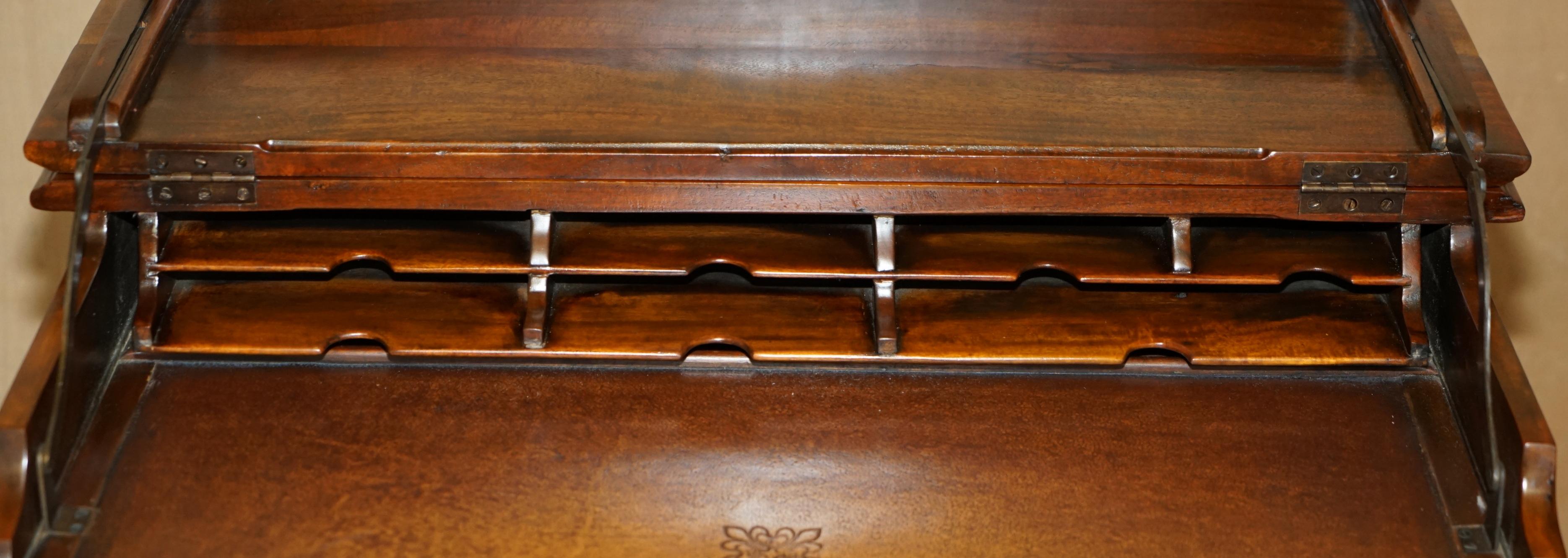 VINTAGE THEODORE ALEXANDER MiLITARY CAMPAIGN STYLE WRITING DESK BROWN LEATHER 6