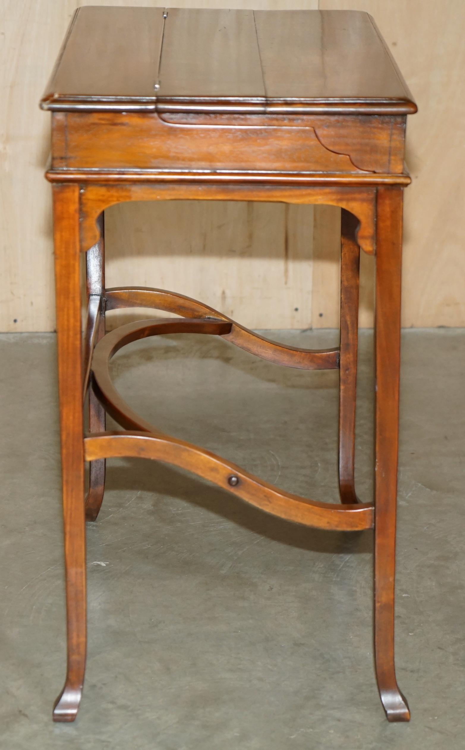 Hand-Crafted VINTAGE THEODORE ALEXANDER MiLITARY CAMPAIGN STYLE WRITING DESK BROWN LEATHER