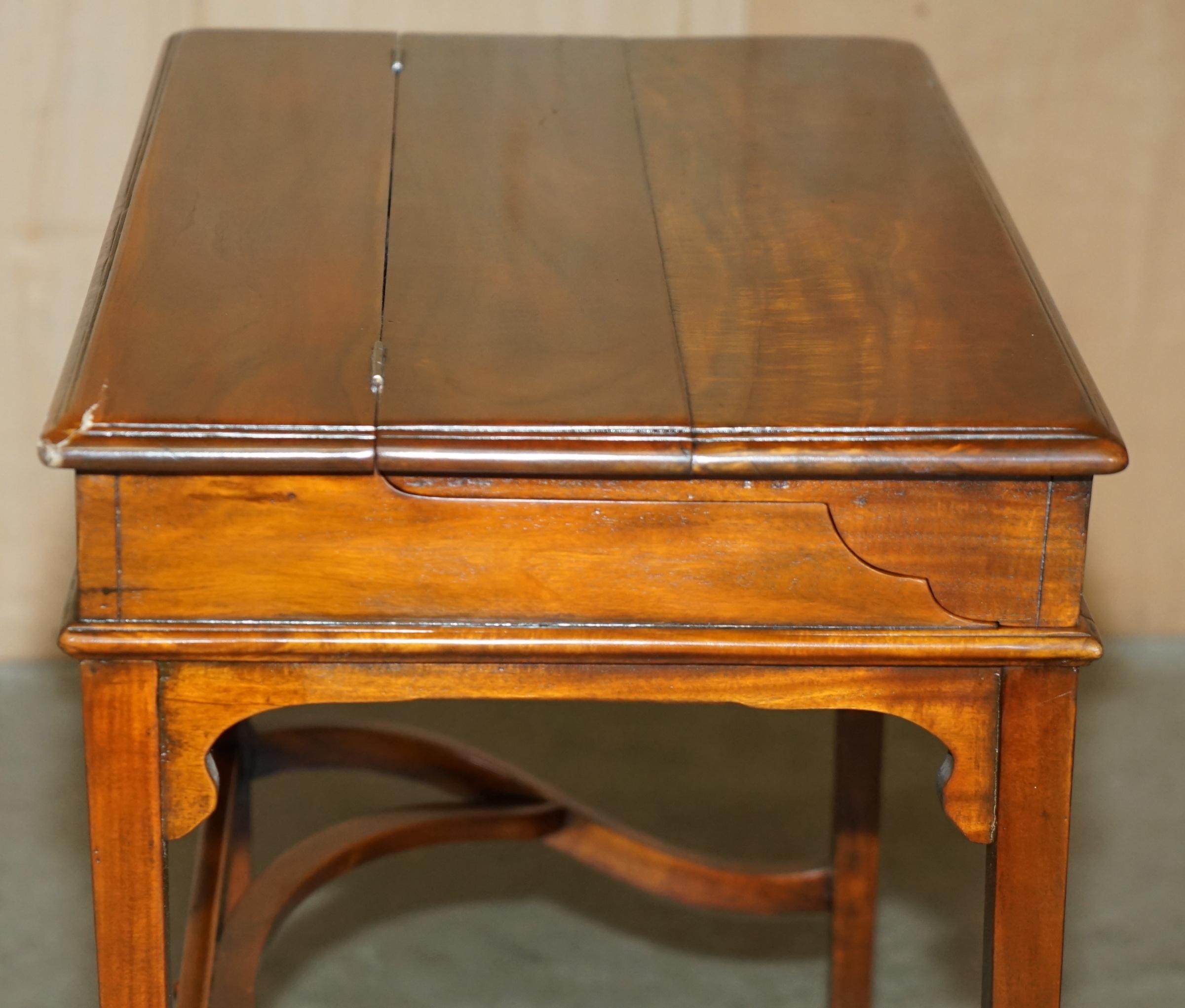 VINTAGE THEODORE ALEXANDER MiLITARY CAMPAIGN STYLE WRITING DESK BROWN LEATHER For Sale 2