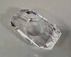 Vintage Thick Glass Faceted Ashtray Catchall Dish 1960s