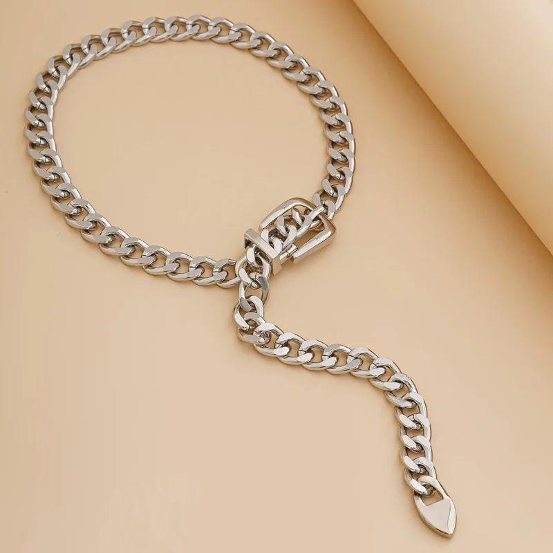 Simply Beautiful and Stylish! This Chic Versatile Thick Open Link Silver Tone Belt Buckle Chain is so easy to wear, as a Necklace or a Belt. Measuring approx. 23.6