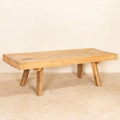 Vintage Thick Raw Slab Wood Coffee Table with Splay Legs